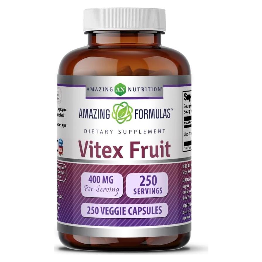 Suplemento Fruto de Vitex 400 Mg Fórmulas Asombrosas 250 Cápsulas