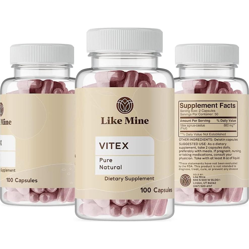 Cápsulas de Vitex Como el Mío 100 Unidades Puro y Natural