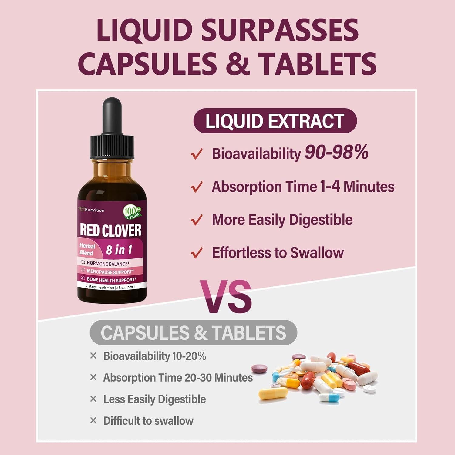 Extracto de Trébol Rojo Eubrition 59 ml - Suplemento Herbal 8 en 1