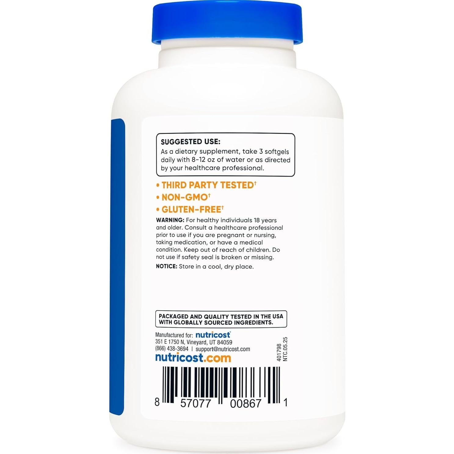 Nutricost Aceite MCT 1000mg 150 Softgels Keto Sin OGM