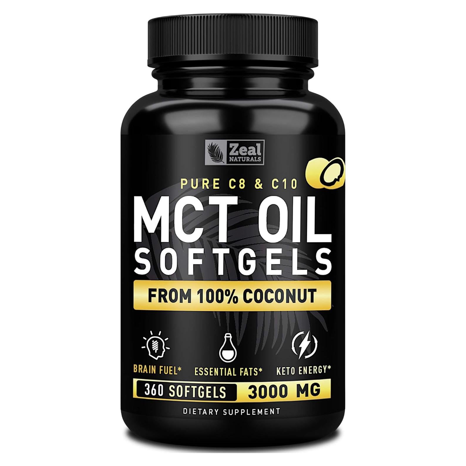 Cápsulas de Aceite MCT Puro Zeal Naturals 3000mg 360 Gelatinas