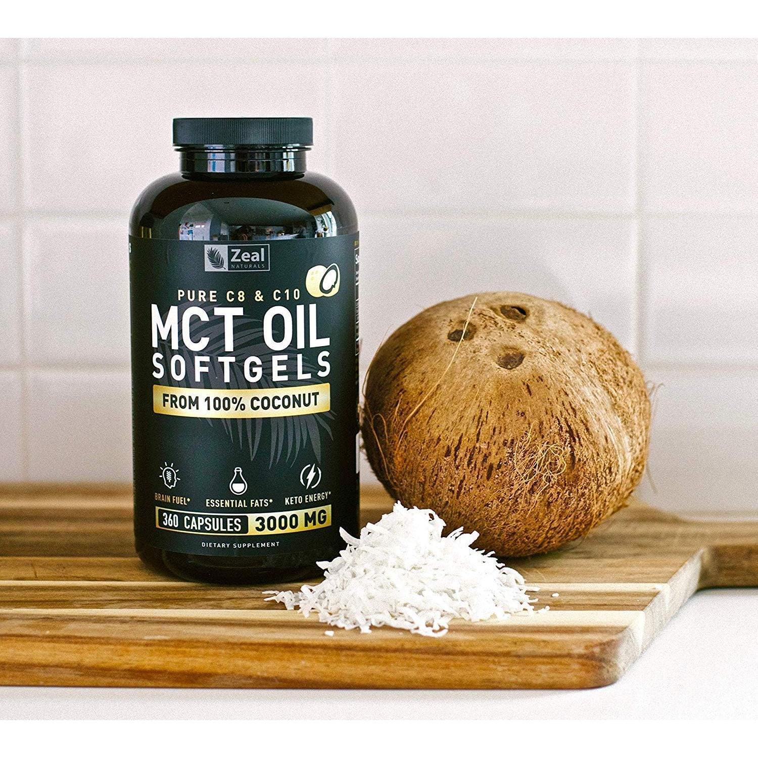 Cápsulas de Aceite MCT Puro Zeal Naturals 3000mg 360 Gelatinas