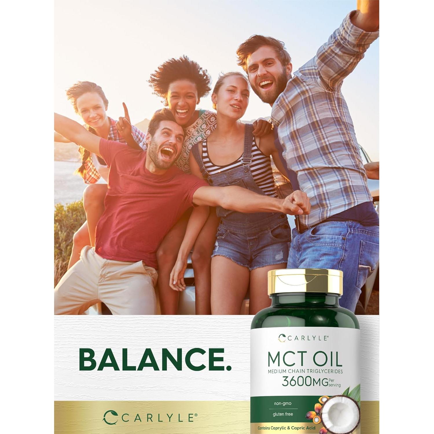Cápsulas de Aceite MCT Carlyle 3600mg | 70 Gelatinas Blandas | Keto