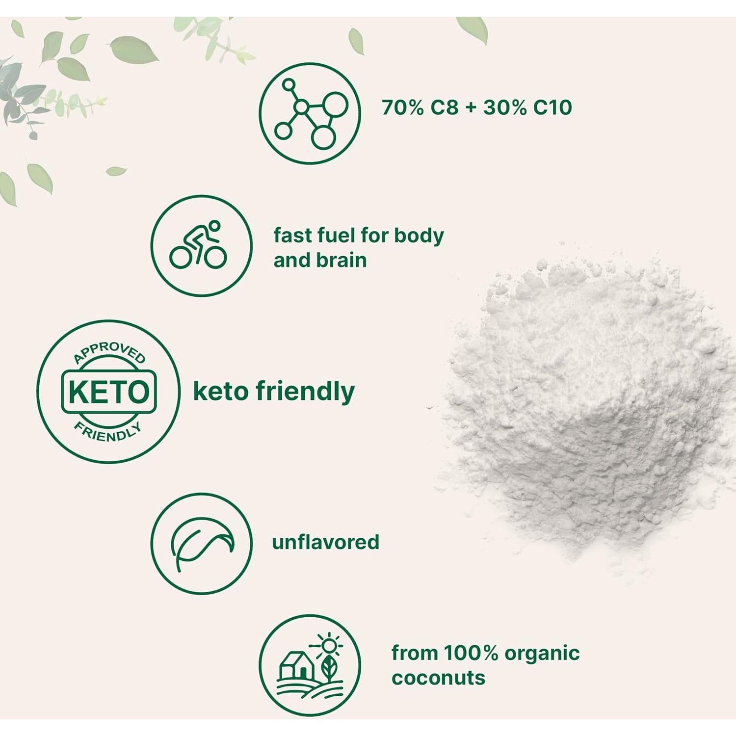Polvo de Aceite MCT Orgánico Micro Ingredients 450g Keto