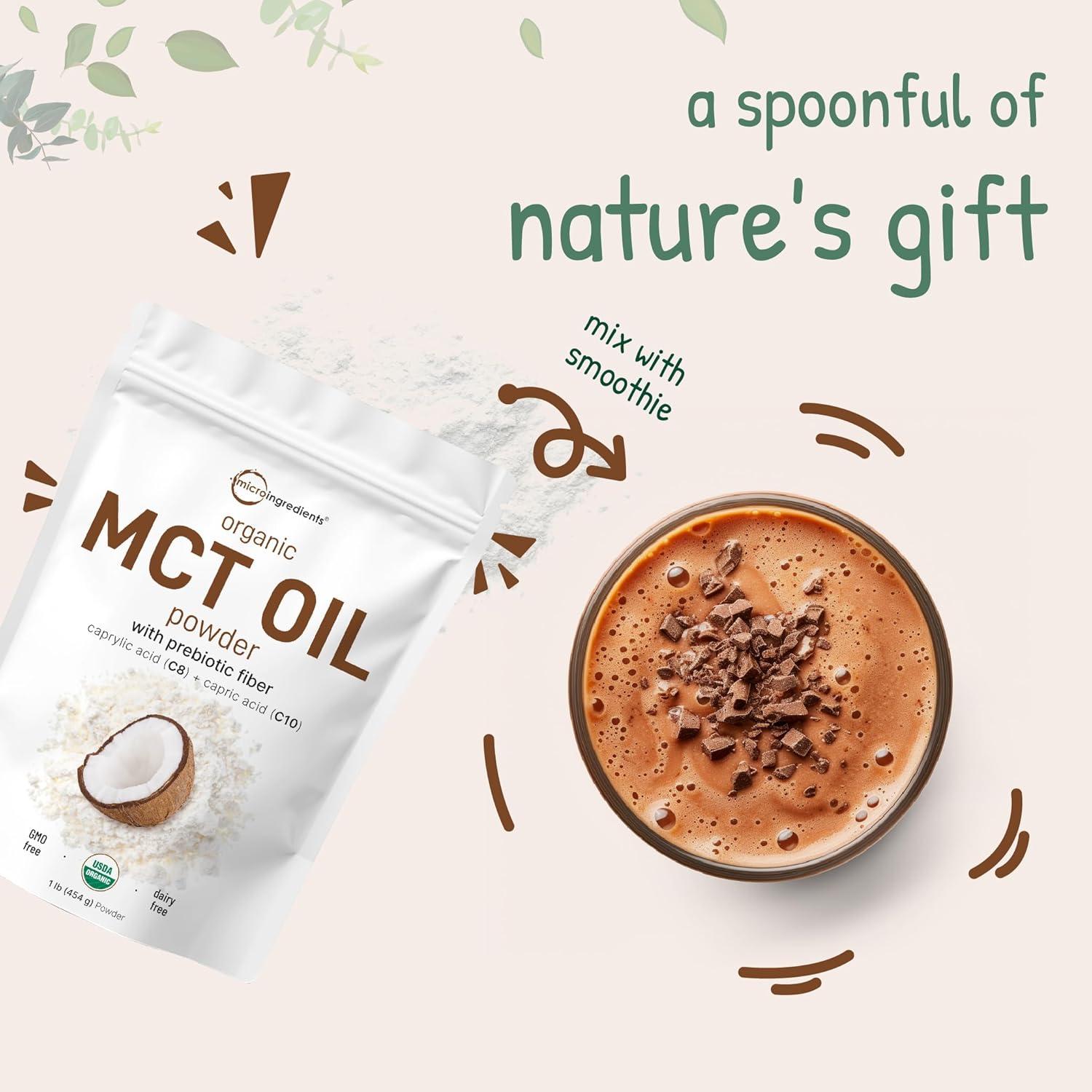 Polvo de Aceite MCT Orgánico Micro Ingredients 450g Keto