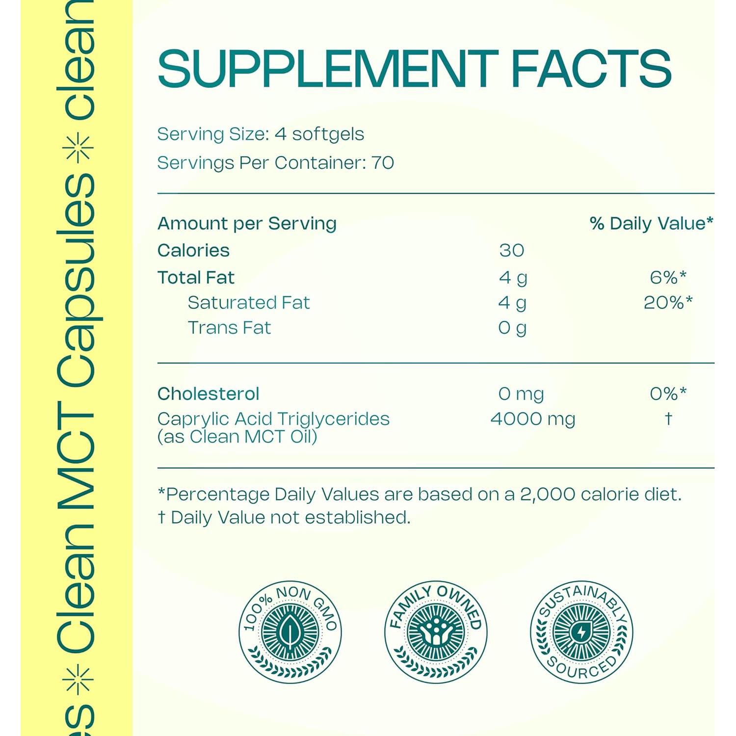 Cápsulas de Aceite MCT Clean LevelUp 280 Conteo - 100% C8