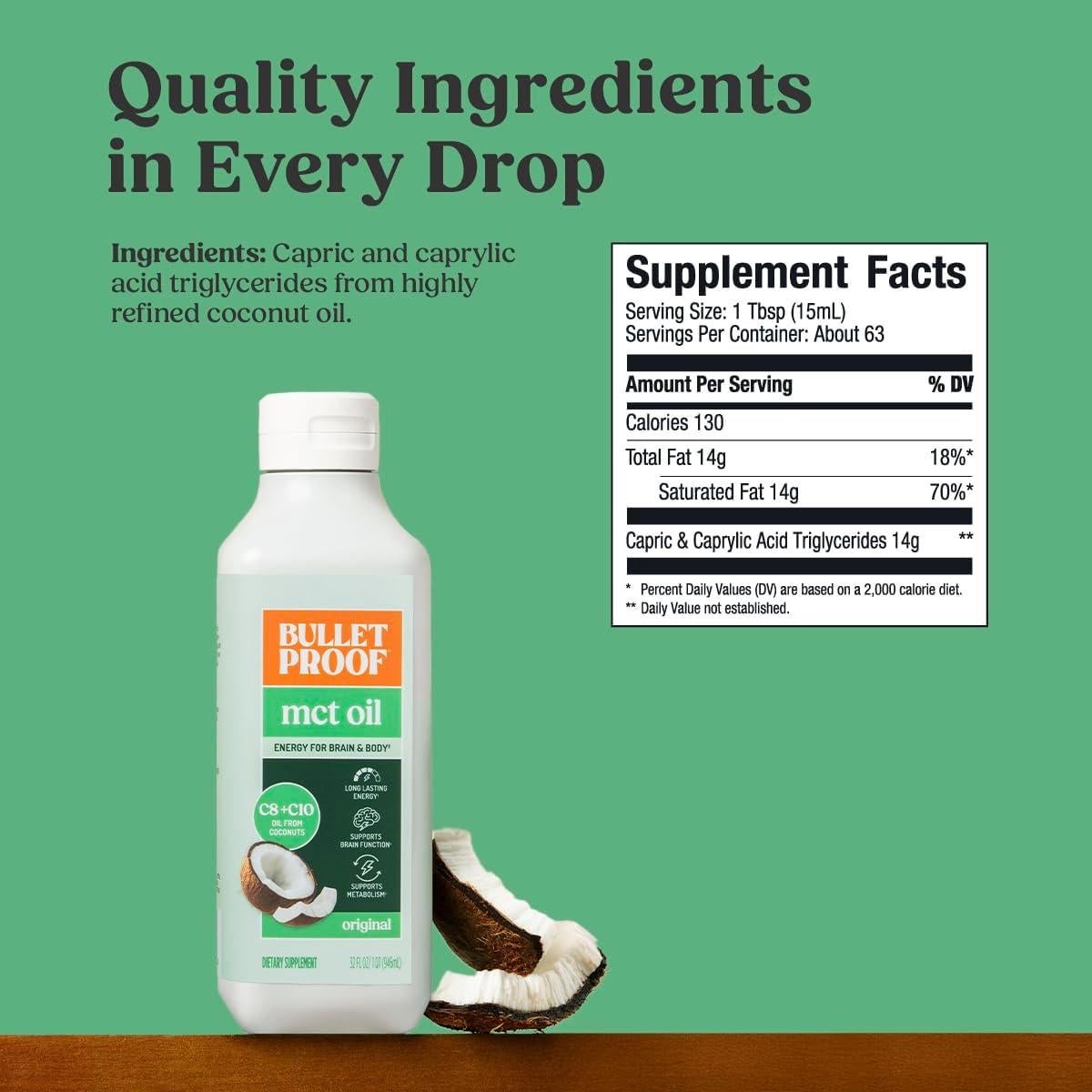 Aceite MCT Bulletproof 32 Oz (0.95 L) Keto Energía Cerebral