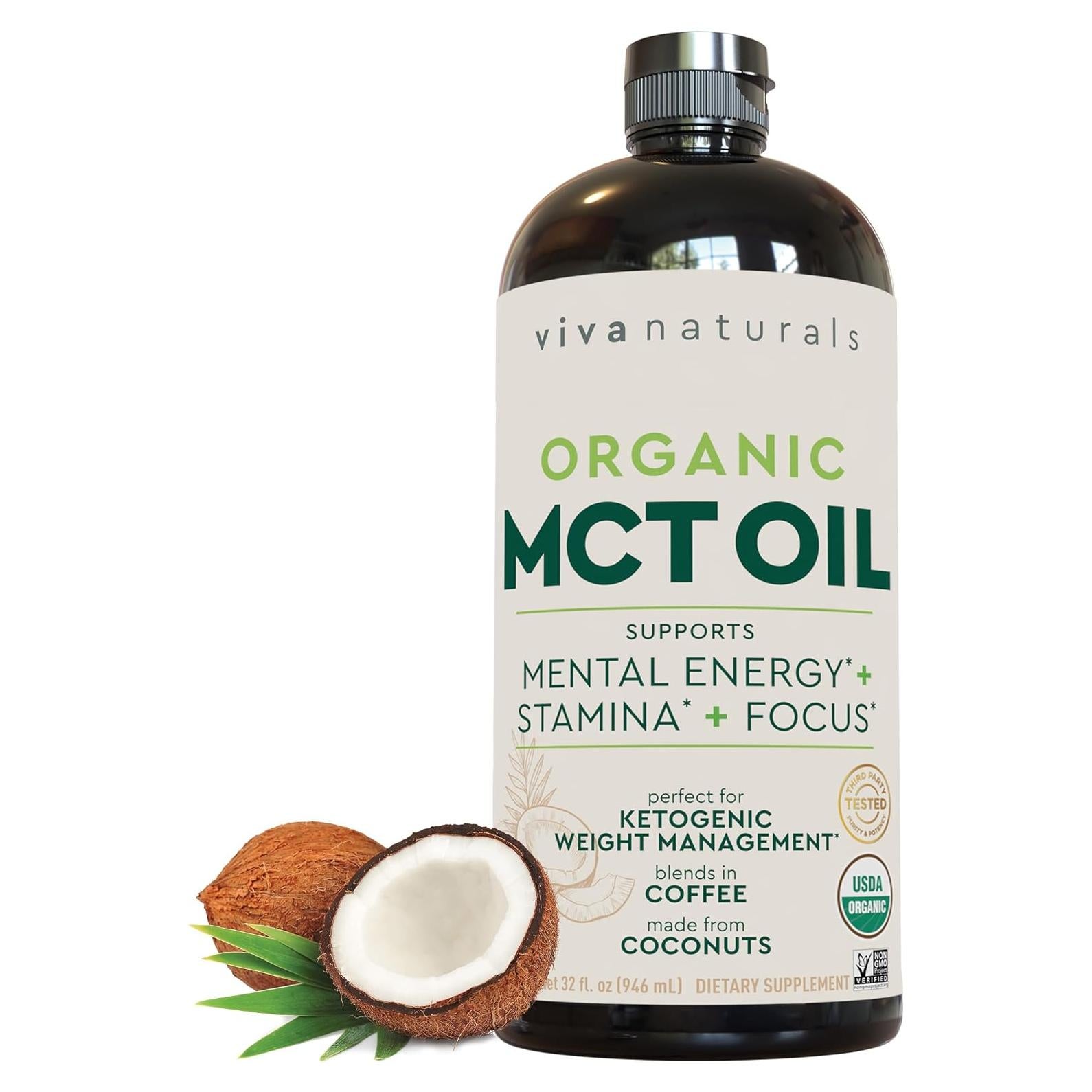 Aceite MCT Orgánico Viva Naturals 946 ml - Energía y Keto