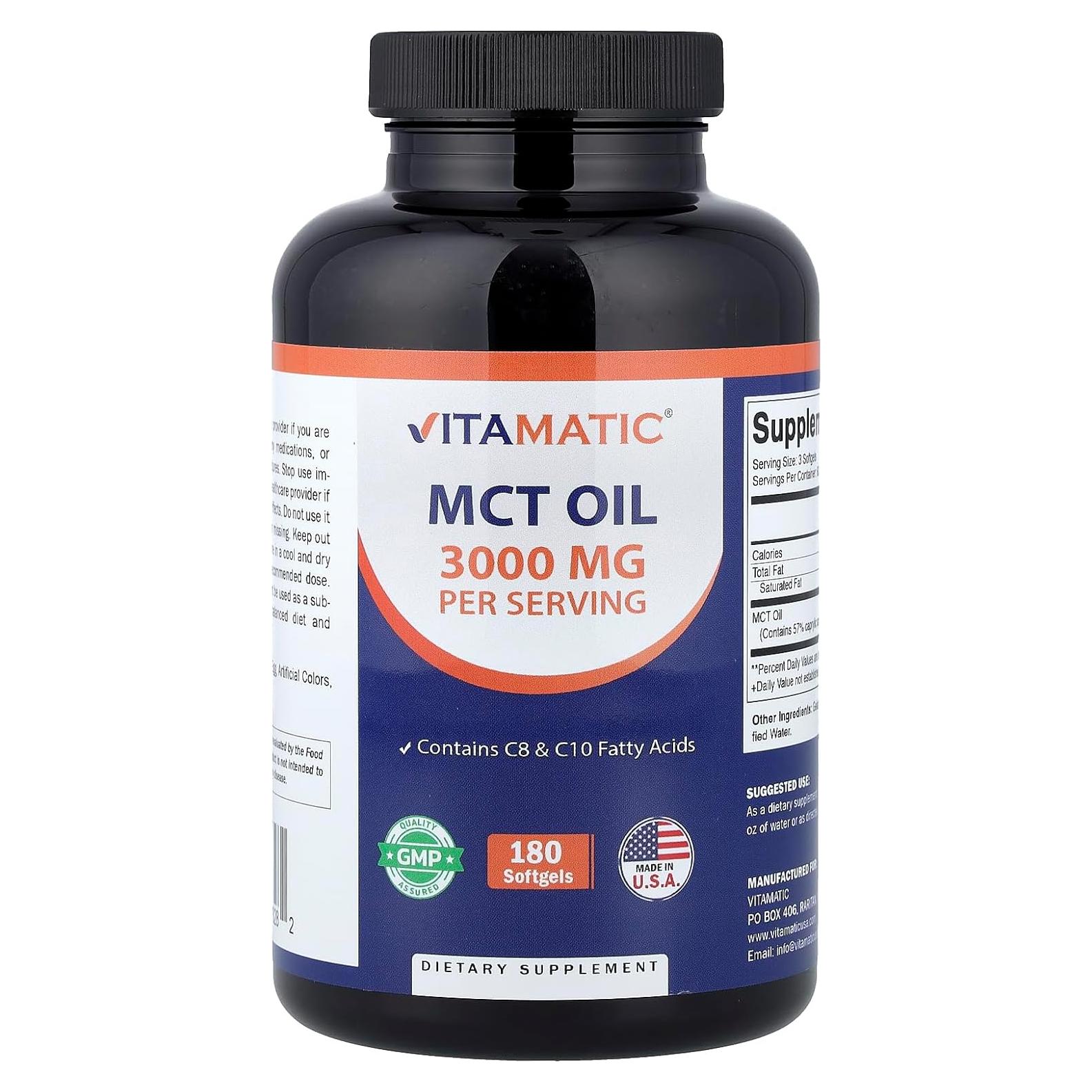 Aceite MCT Vitamatic 3000 mg - 180 Gelatinas Blandas - Coco