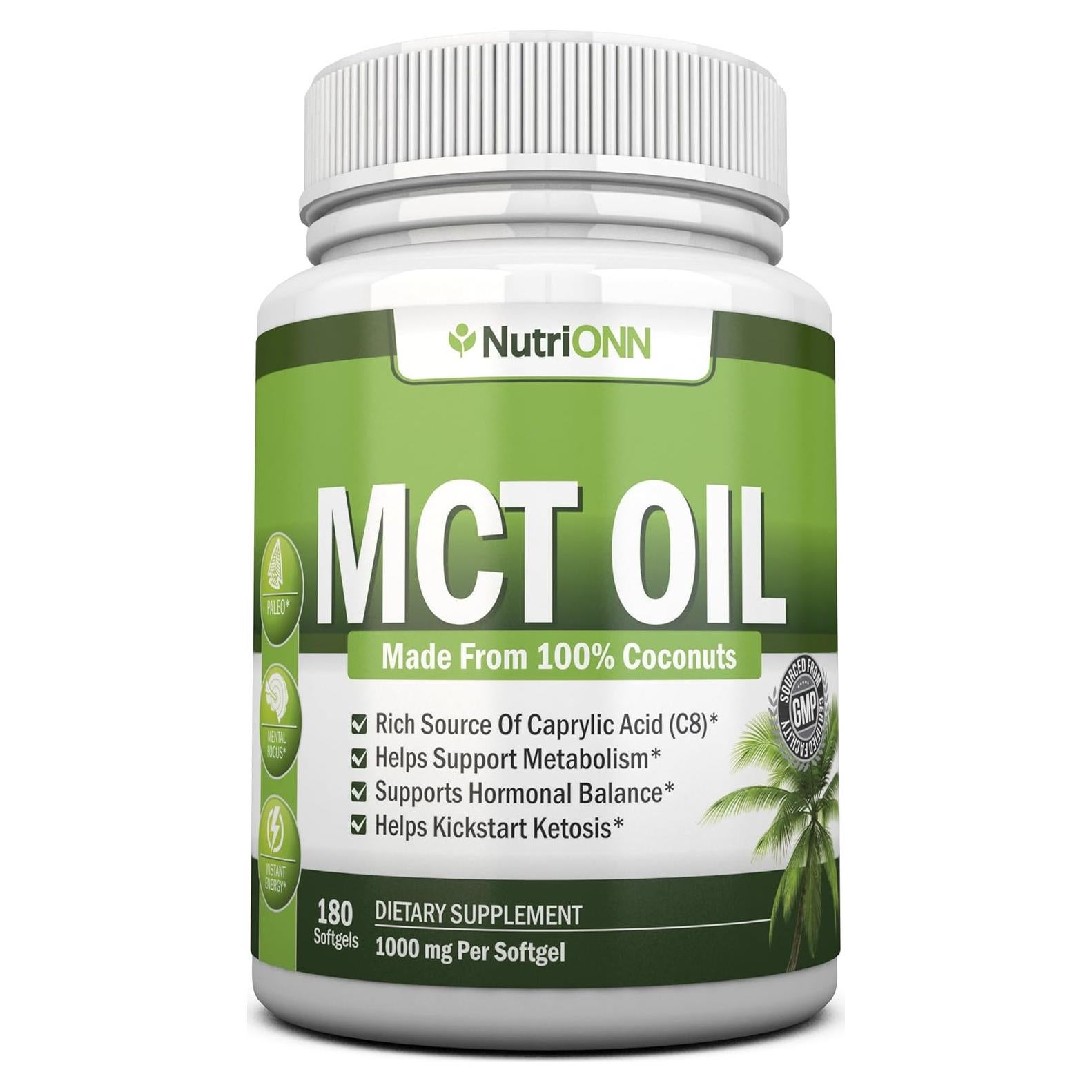 Aceite MCT NutriONN 3000mg - 180 Cápsulas Blandas Orgánicas