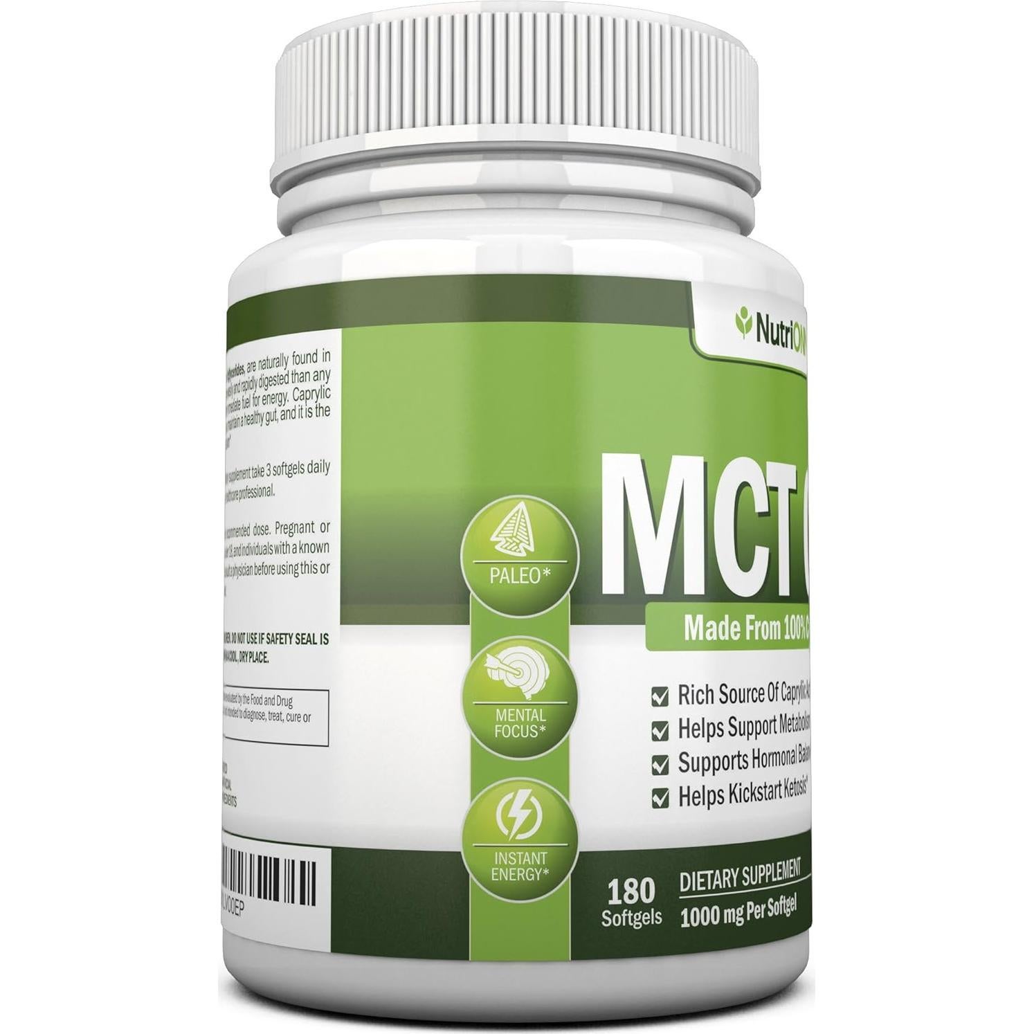Aceite MCT NutriONN 3000mg - 180 Cápsulas Blandas Orgánicas