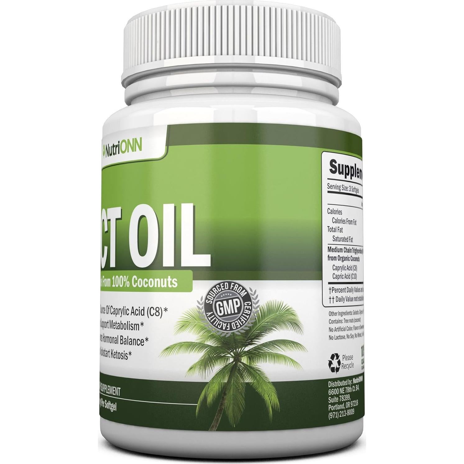 Aceite MCT NutriONN 3000mg - 180 Cápsulas Blandas Orgánicas