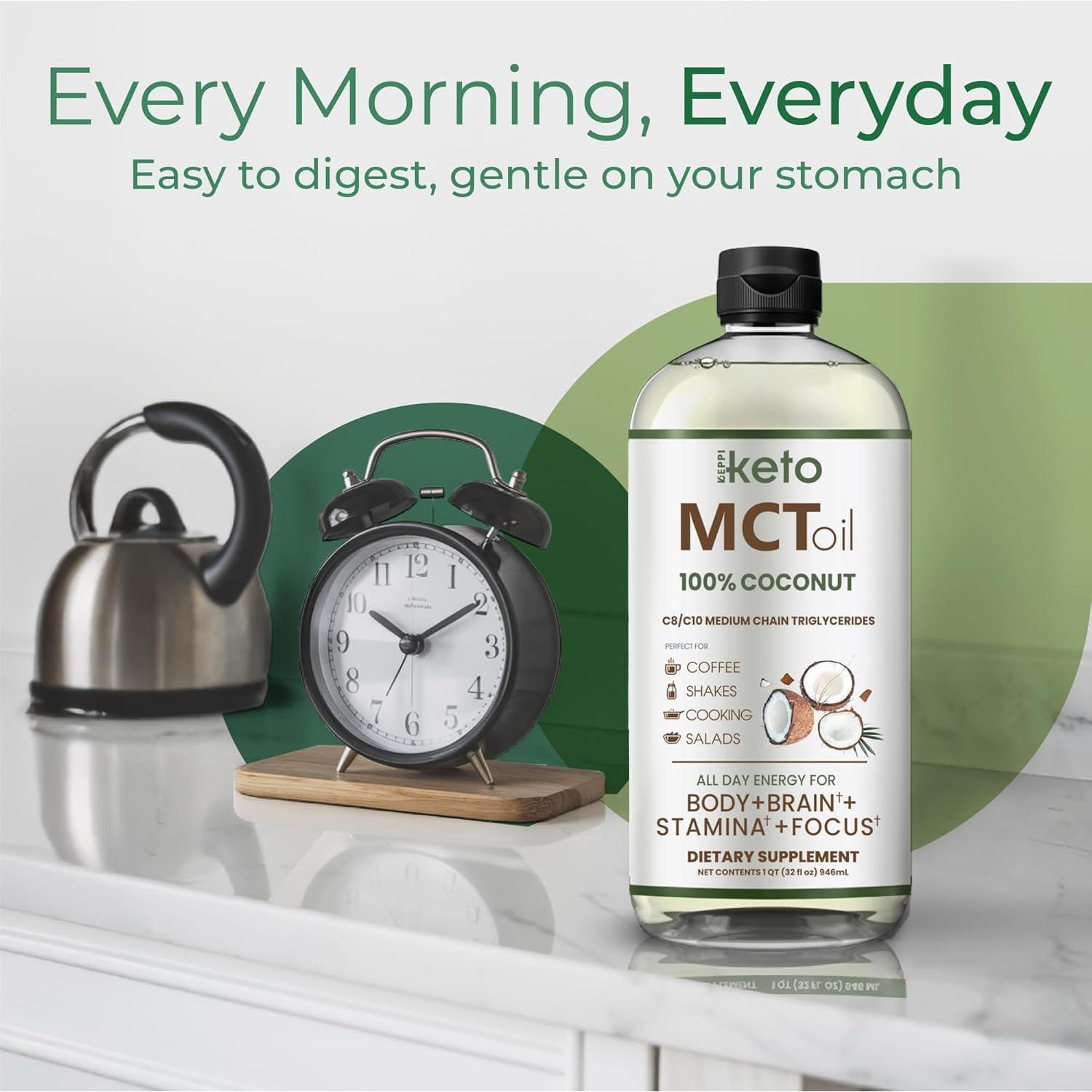 Aceite MCT Keppi 100% Coco Sin Sabor 32 oz Vegano Kosher