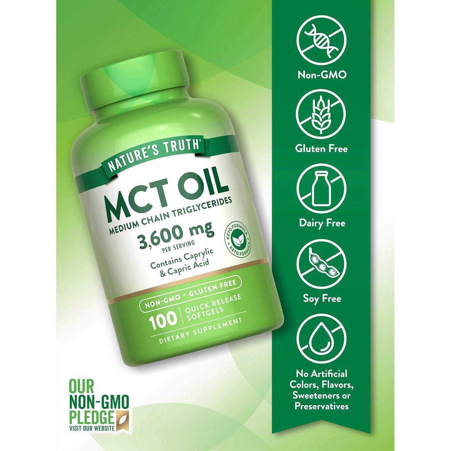Píldoras de Aceite MCT Nature's Truth 3600mg 100 Gelatinas