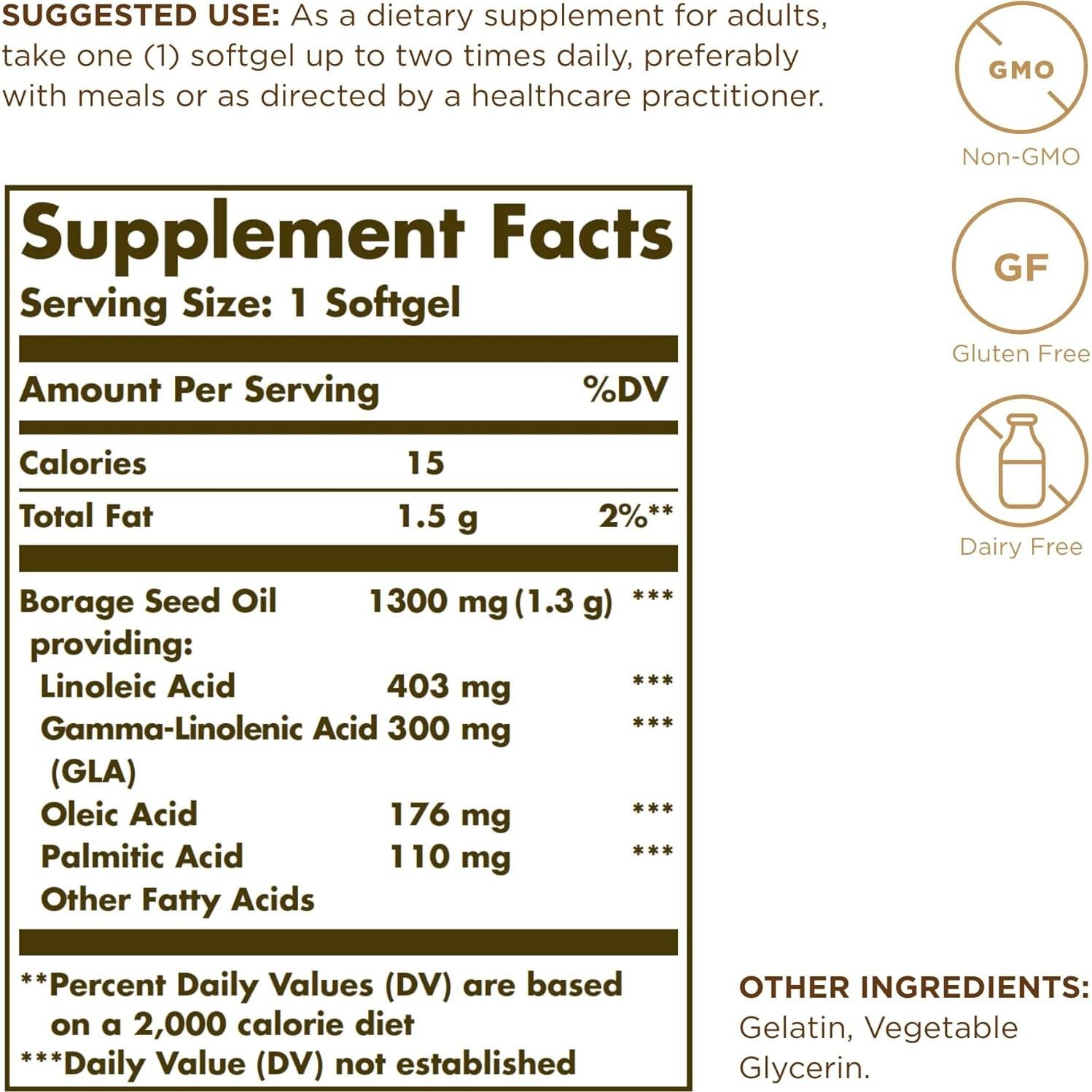 Solgar Super GLA 300 mg - 60 Softgels - Aceite de Borraja