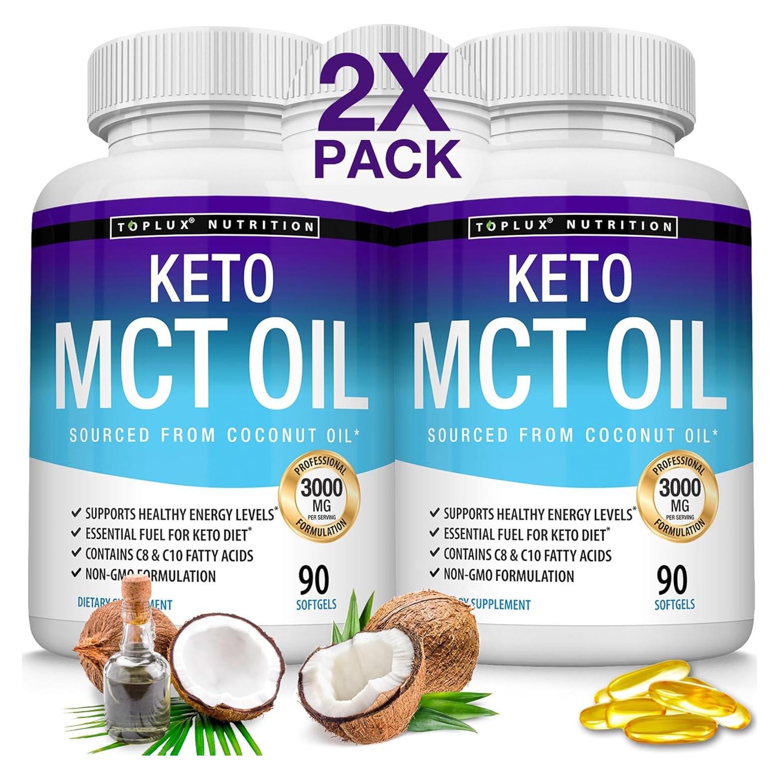 Cápsulas de Aceite MCT Toplux Keto 3000mg 90 Softgels