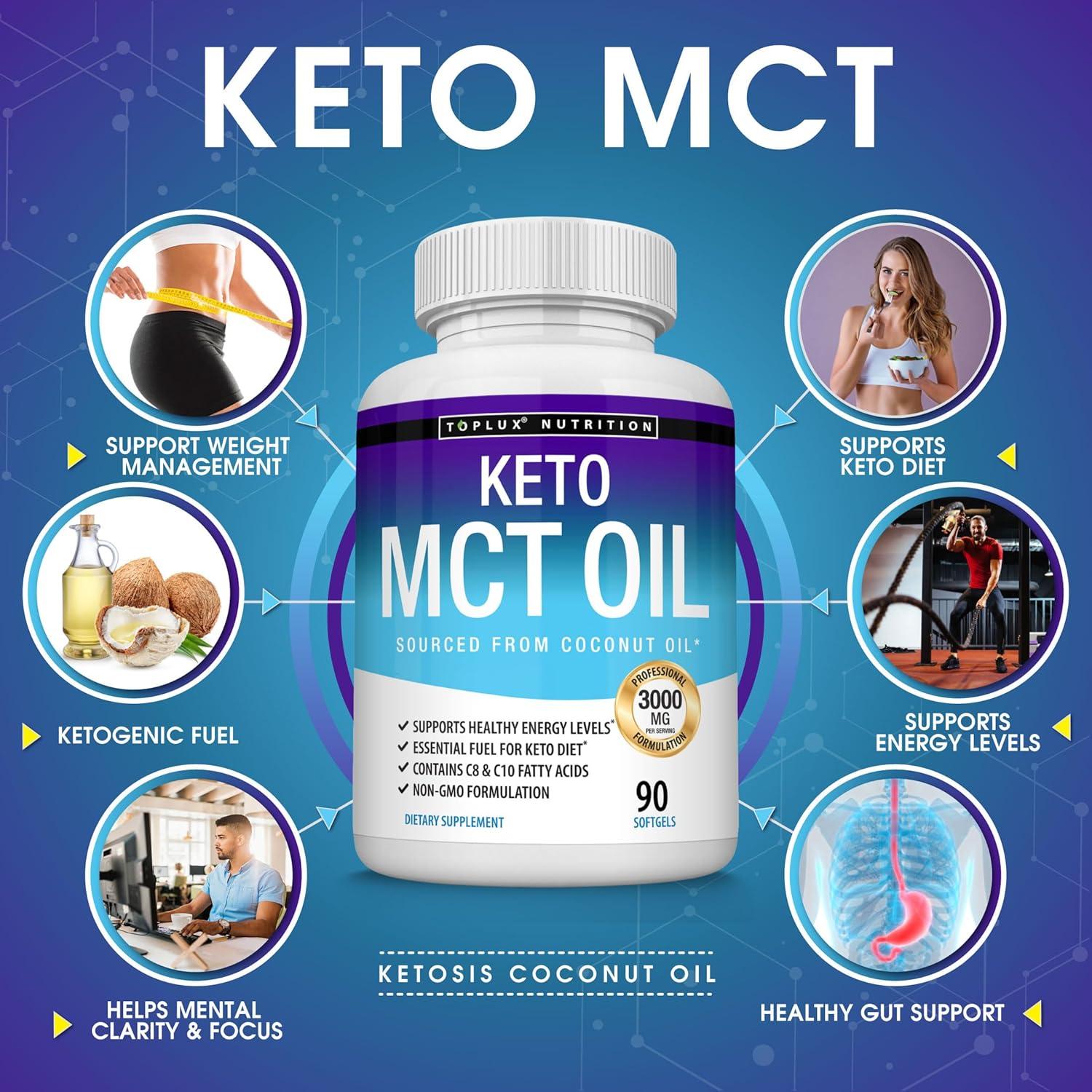 Cápsulas de Aceite MCT Toplux Keto 3000mg 90 Softgels