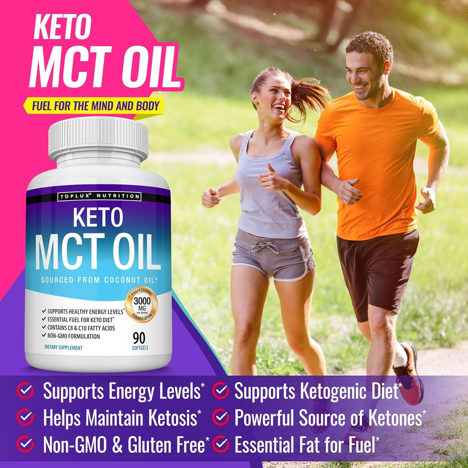 Cápsulas de Aceite MCT Toplux Keto 3000mg 90 Softgels