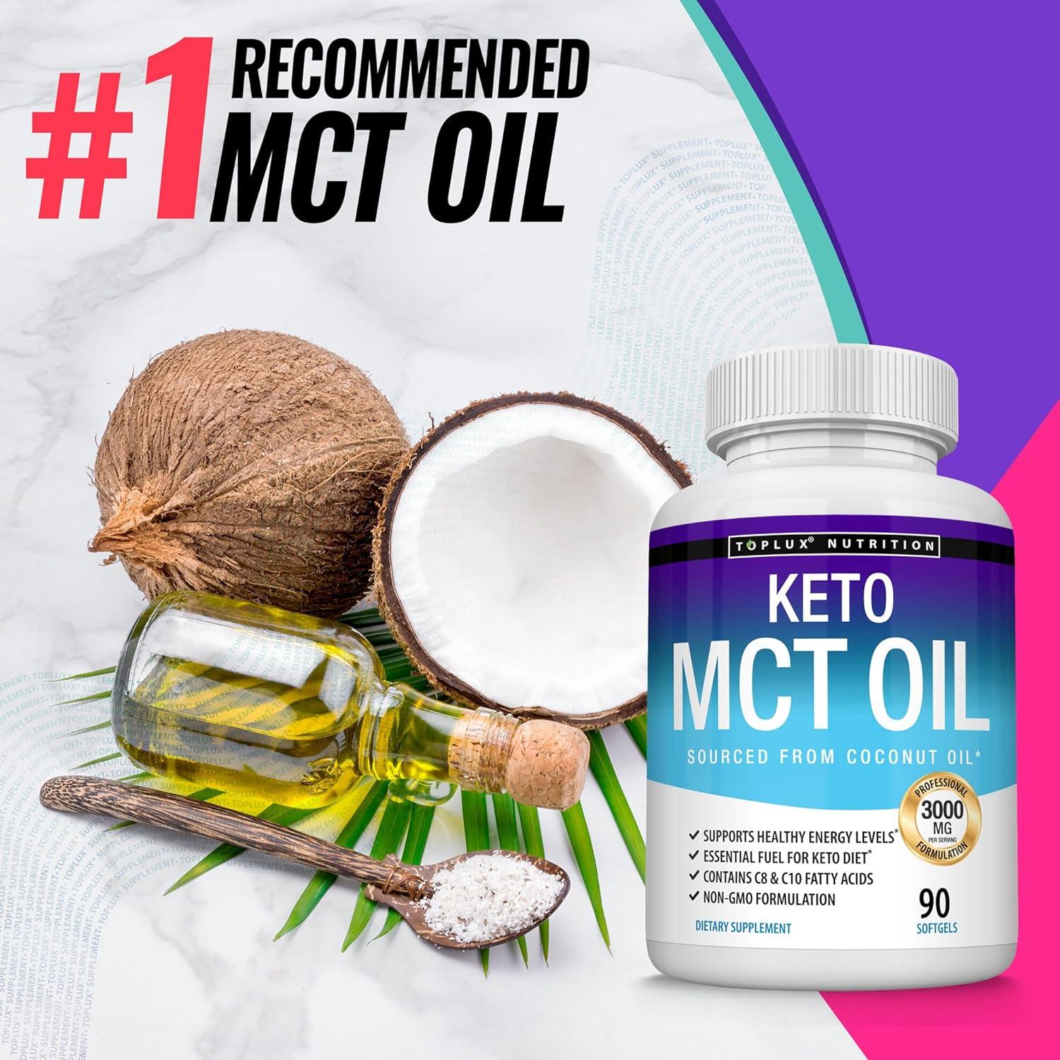Cápsulas de Aceite MCT Toplux Keto 3000mg 90 Softgels