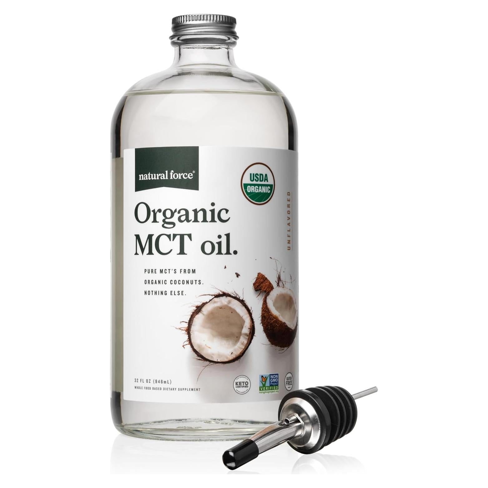 Aceite MCT Orgánico Natural Force 907g - Botella de Vidrio
