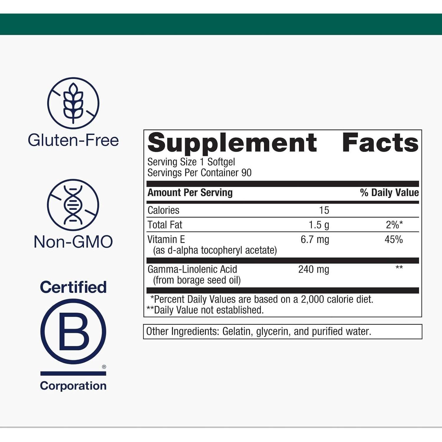 Metagenics OmegaGenics Aceite de Semilla de Borraja GLA 240 mg - Suplemento de Ácido Gamma-Linolénico - 90 Gelatinas Blandas