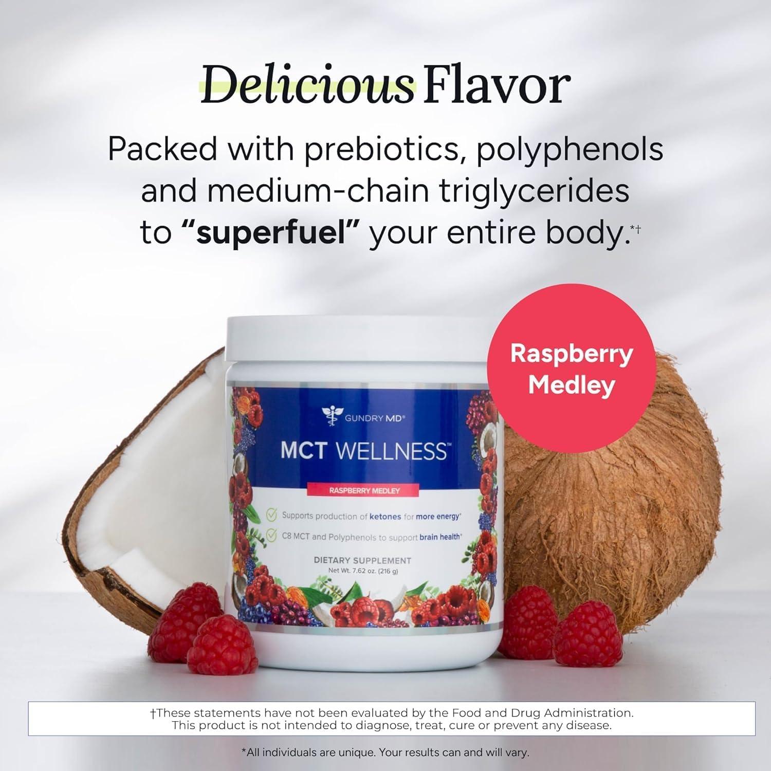 Gundry MD MCT Wellness Powder 216g Sabor Frambuesa Keto