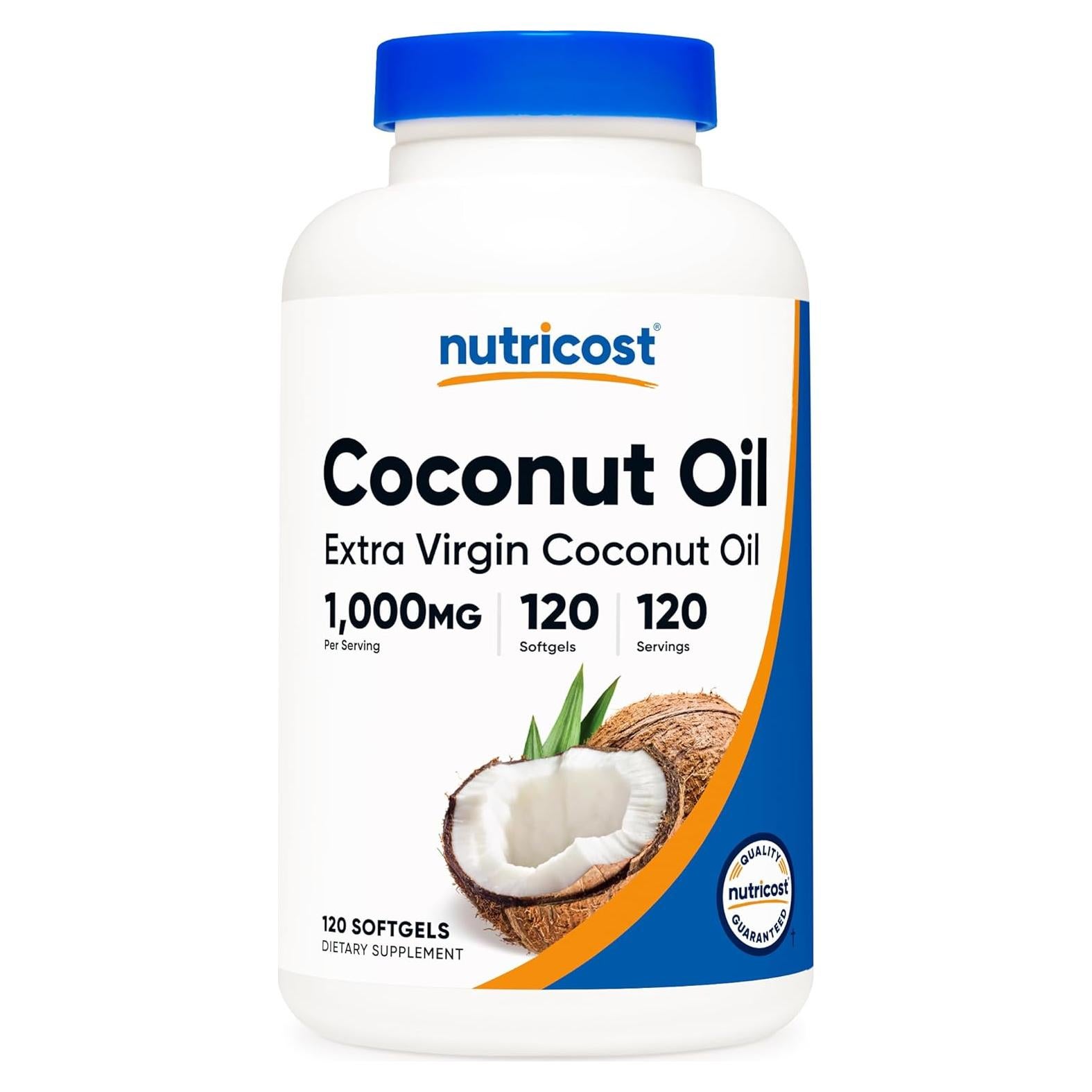 Gelatinas de Aceite de Coco Nutricost 1000mg 120 Gelatinas