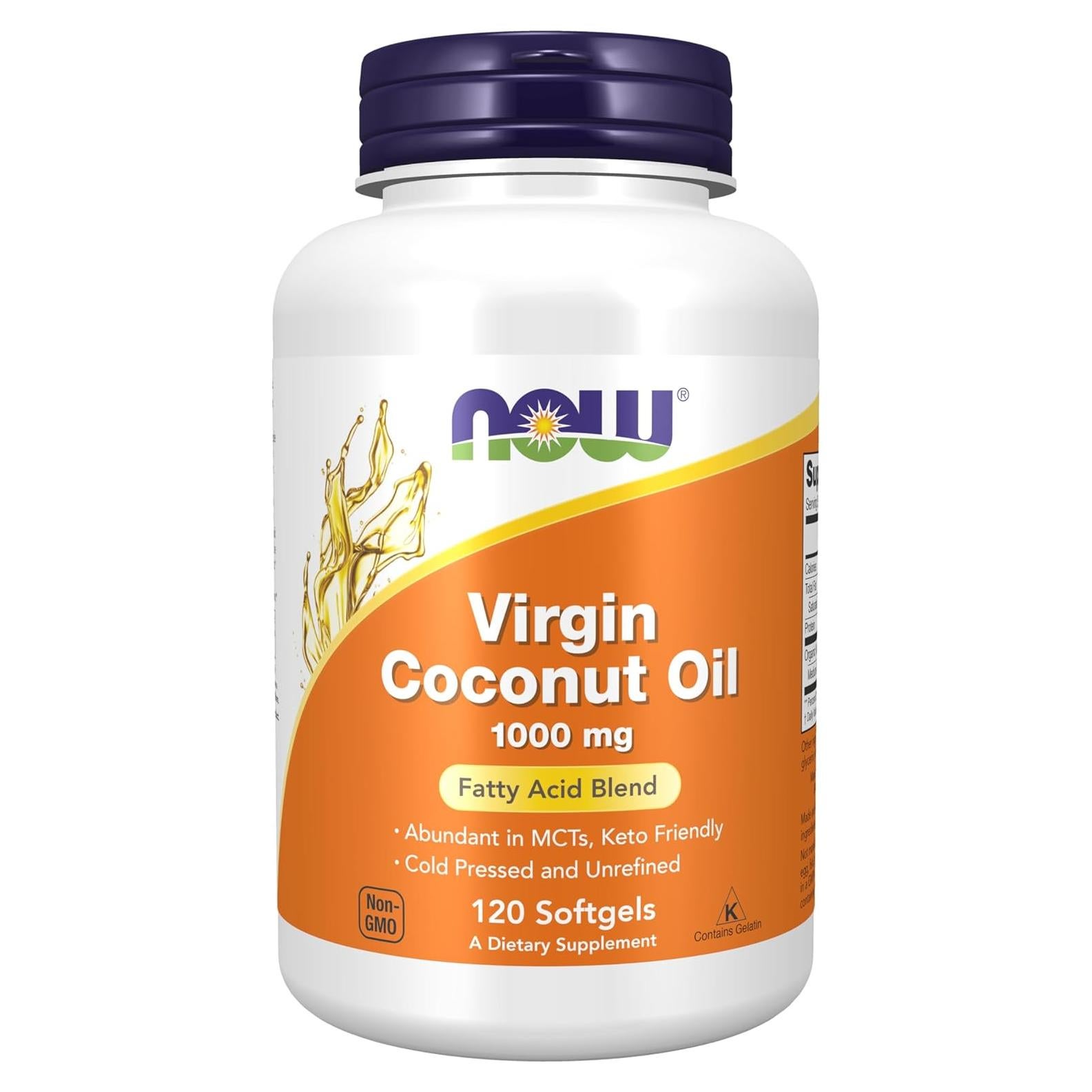 Aceite de Coco Virgen NOW Foods 1000 mg 120 Gelatinas Blandas