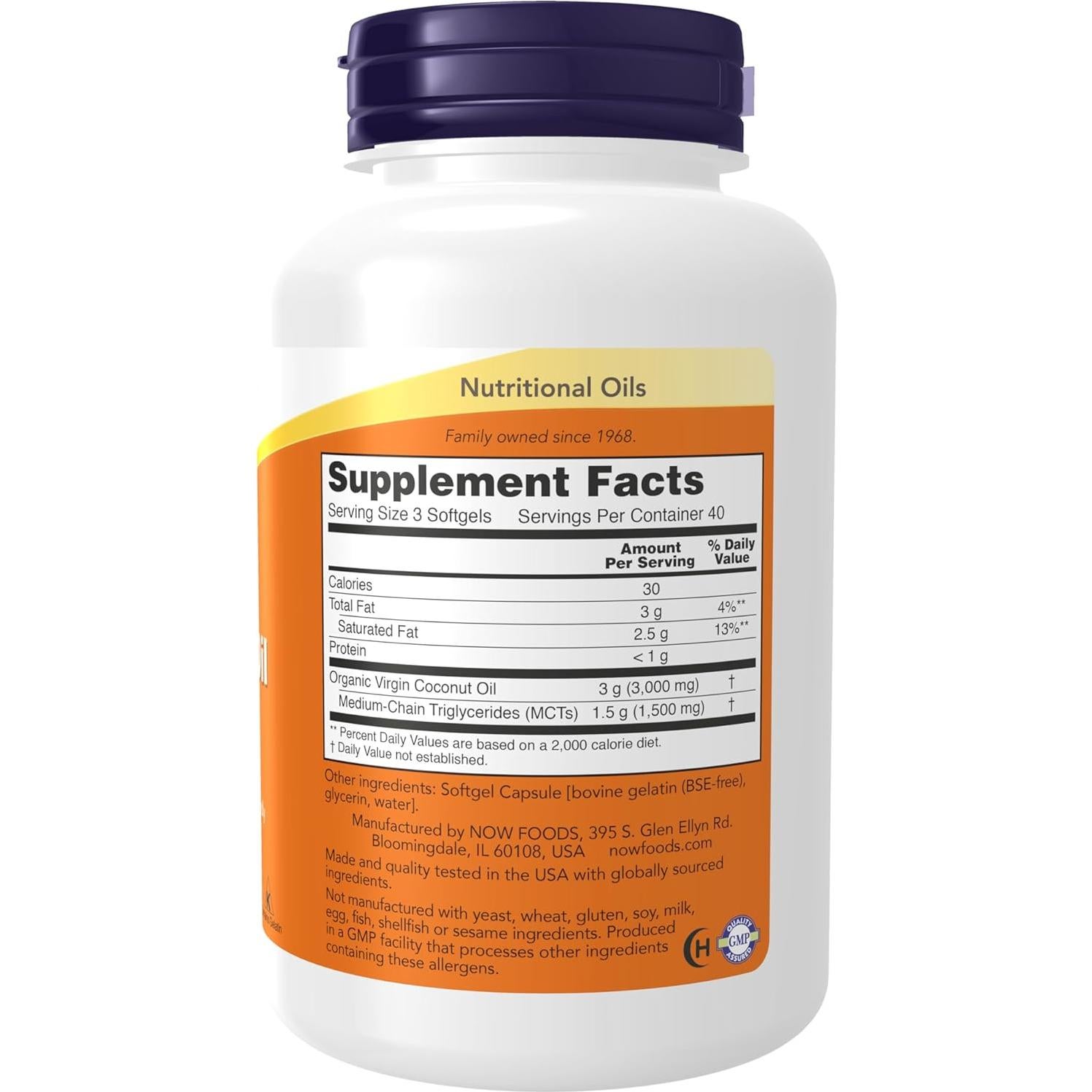 Aceite de Coco Virgen NOW Foods 1000 mg 120 Gelatinas Blandas