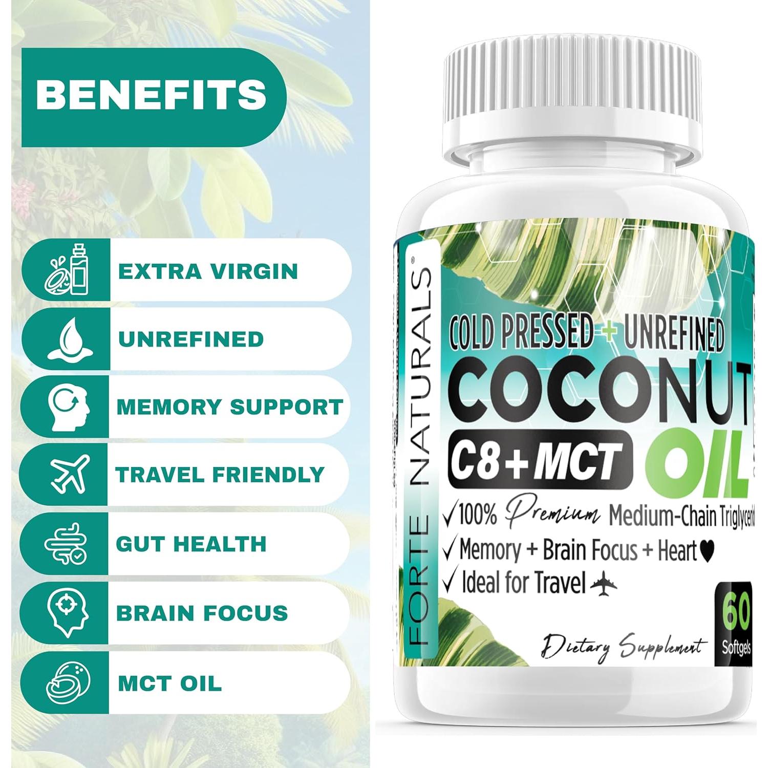 Aceite de Coco MCT C8 Forte Naturals 1000mg 60 Softgels