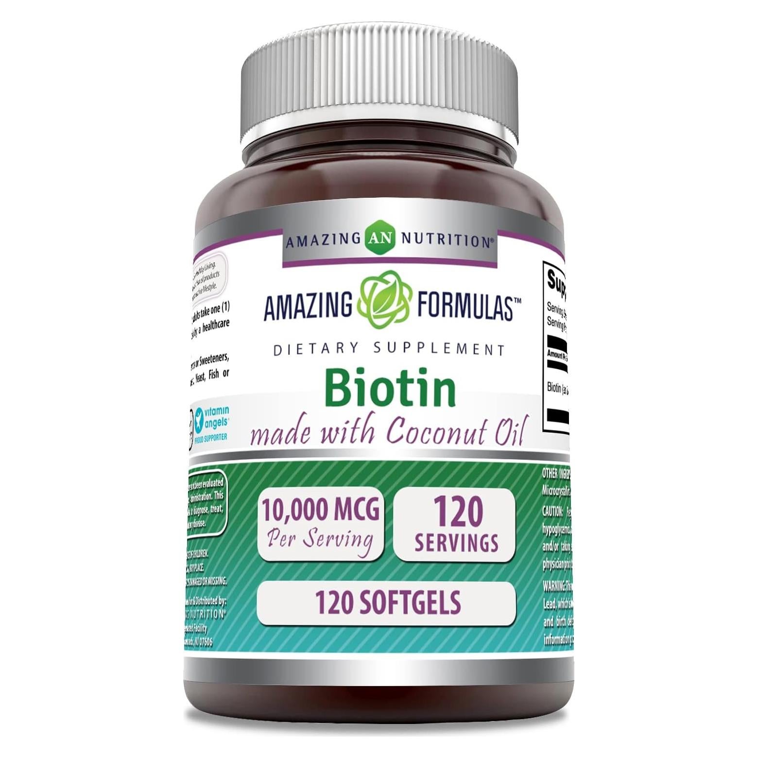 Suplemento de Biotina 10,000 Mcg Fórmulas Asombrosas 120 Gelatinas