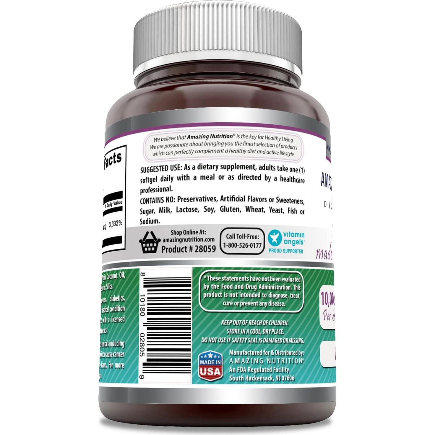 Suplemento de Biotina 10,000 Mcg Fórmulas Asombrosas 120 Gelatinas