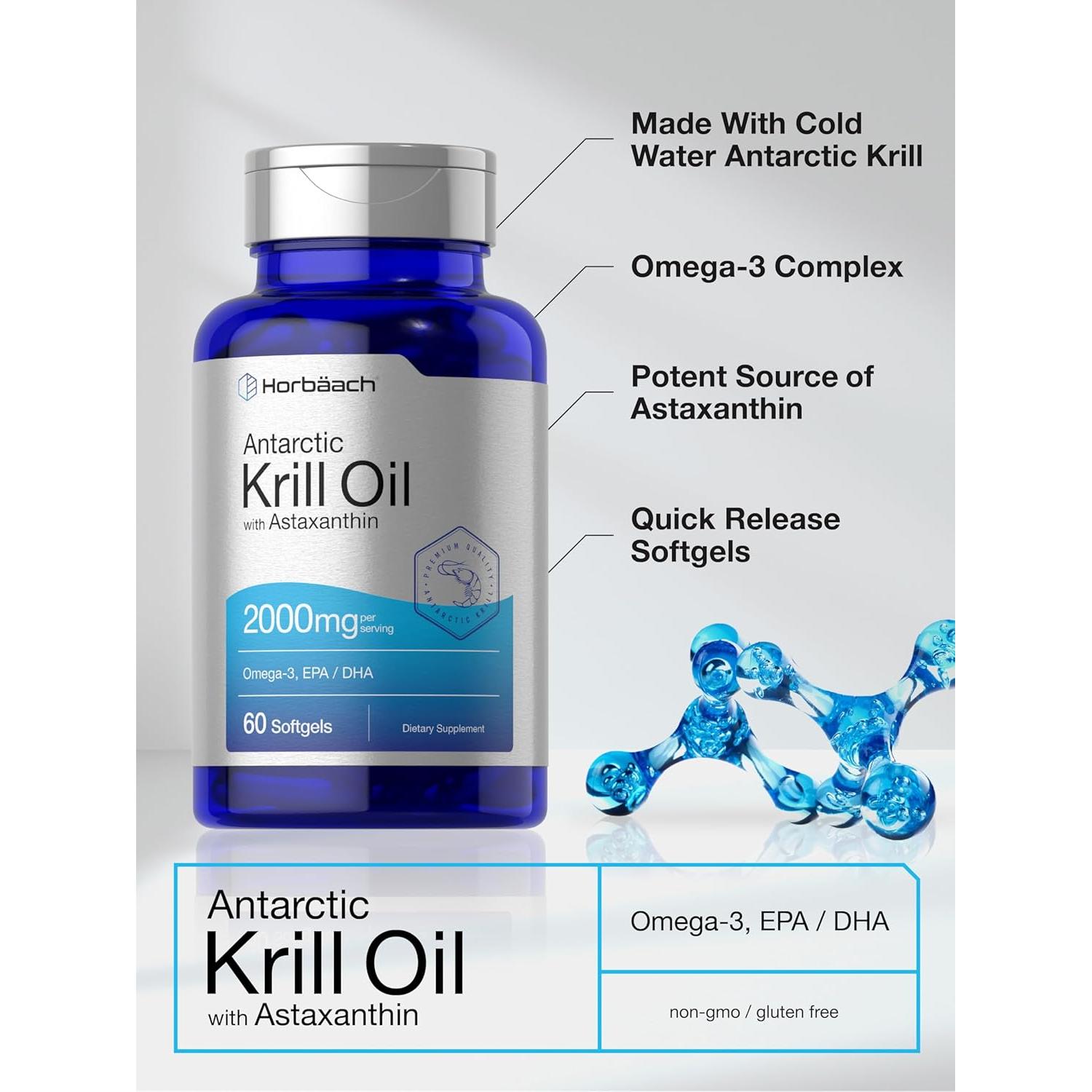 Aceite de Krill Antártico Horbäach 2000mg - 60 Cápsulas Blandas Omega-3