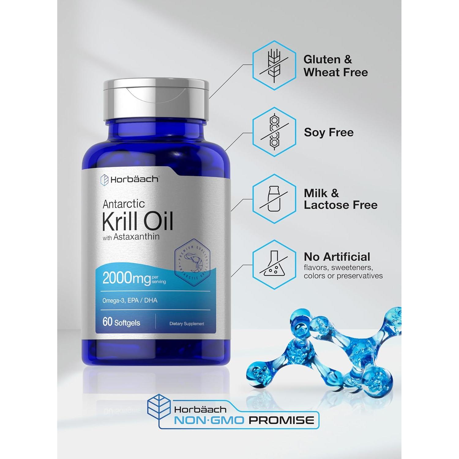 Aceite de Krill Antártico Horbäach 2000mg - 60 Cápsulas Blandas Omega-3