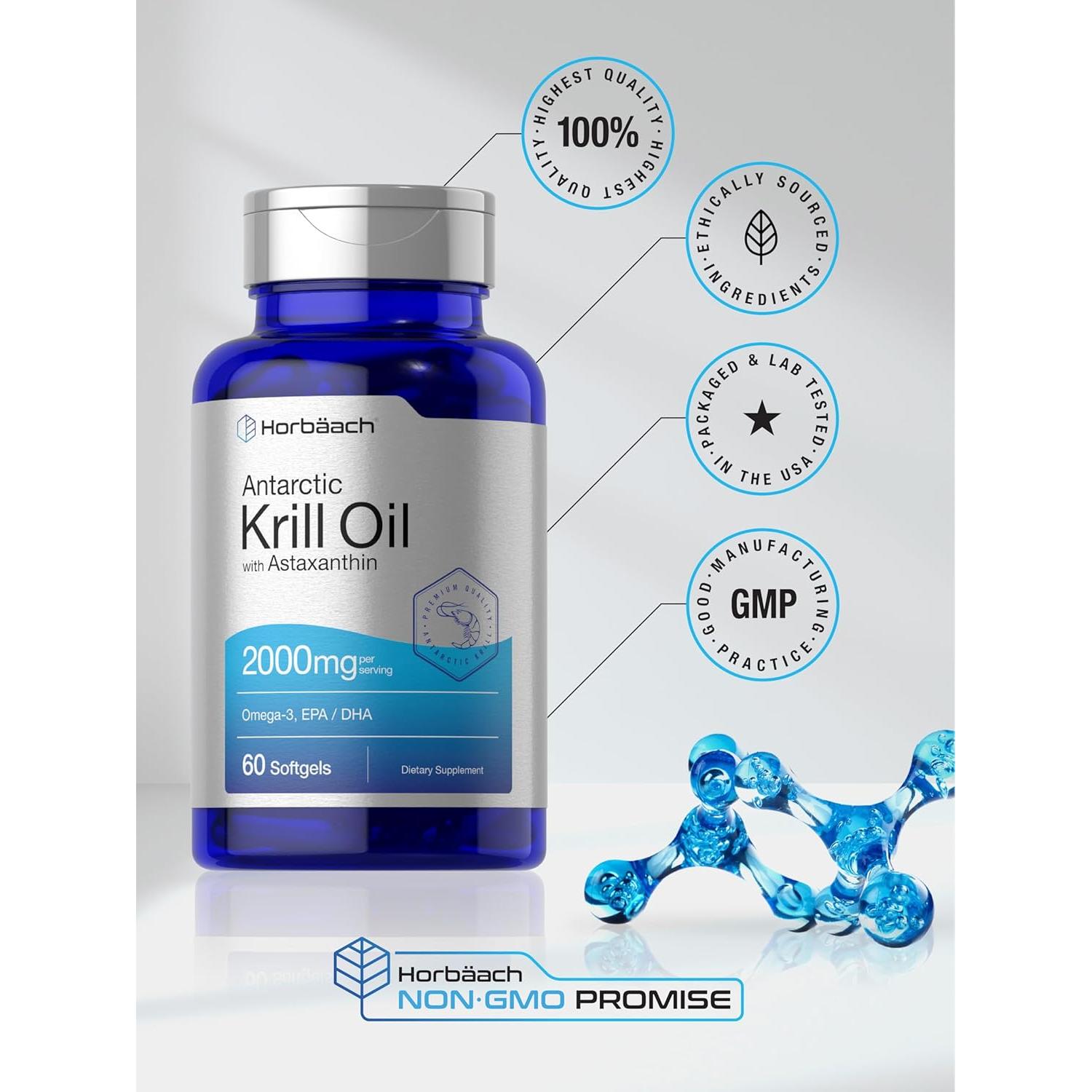 Aceite de Krill Antártico Horbäach 2000mg - 60 Cápsulas Blandas Omega-3