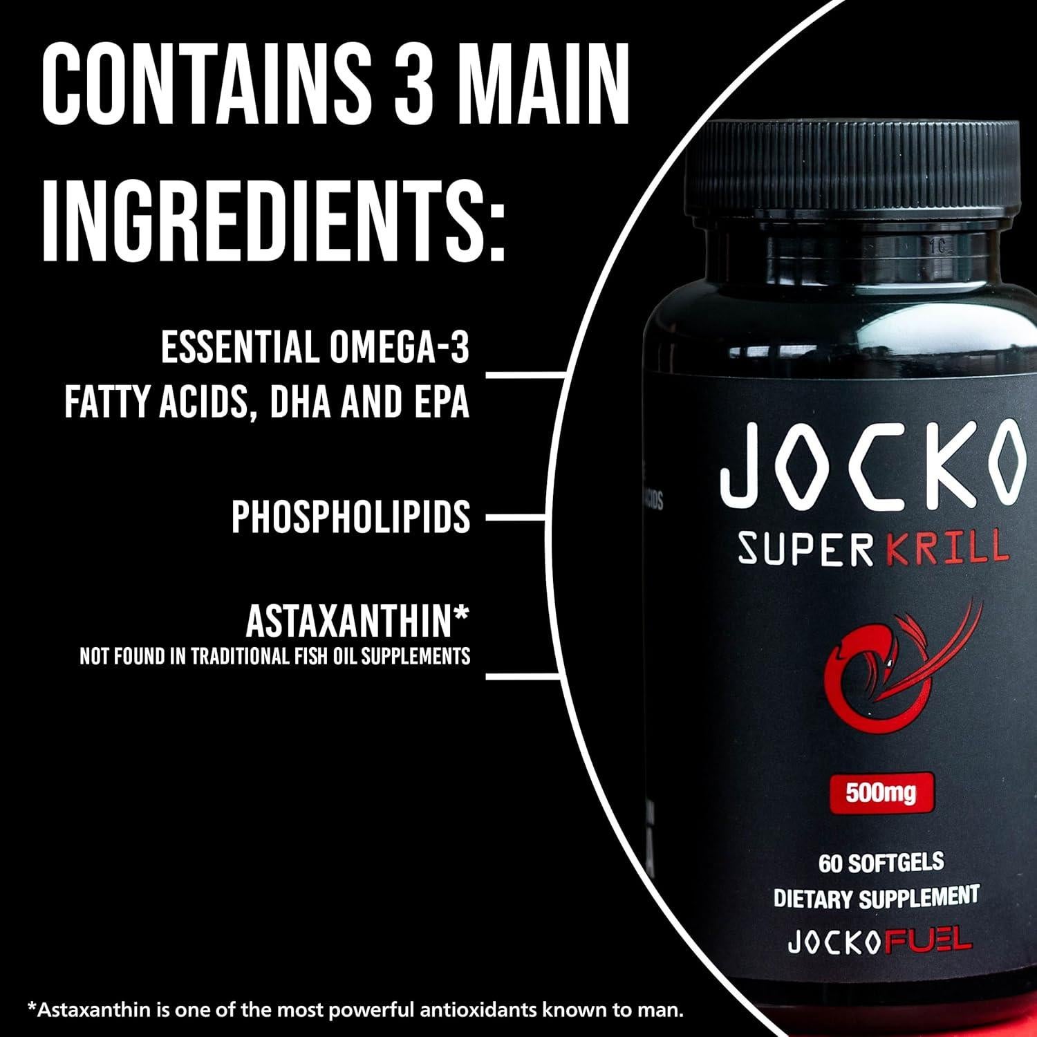 Suplemento Omega 3 Aceite de Kril Jocko Fuel 1000mg 60 Cápsulas