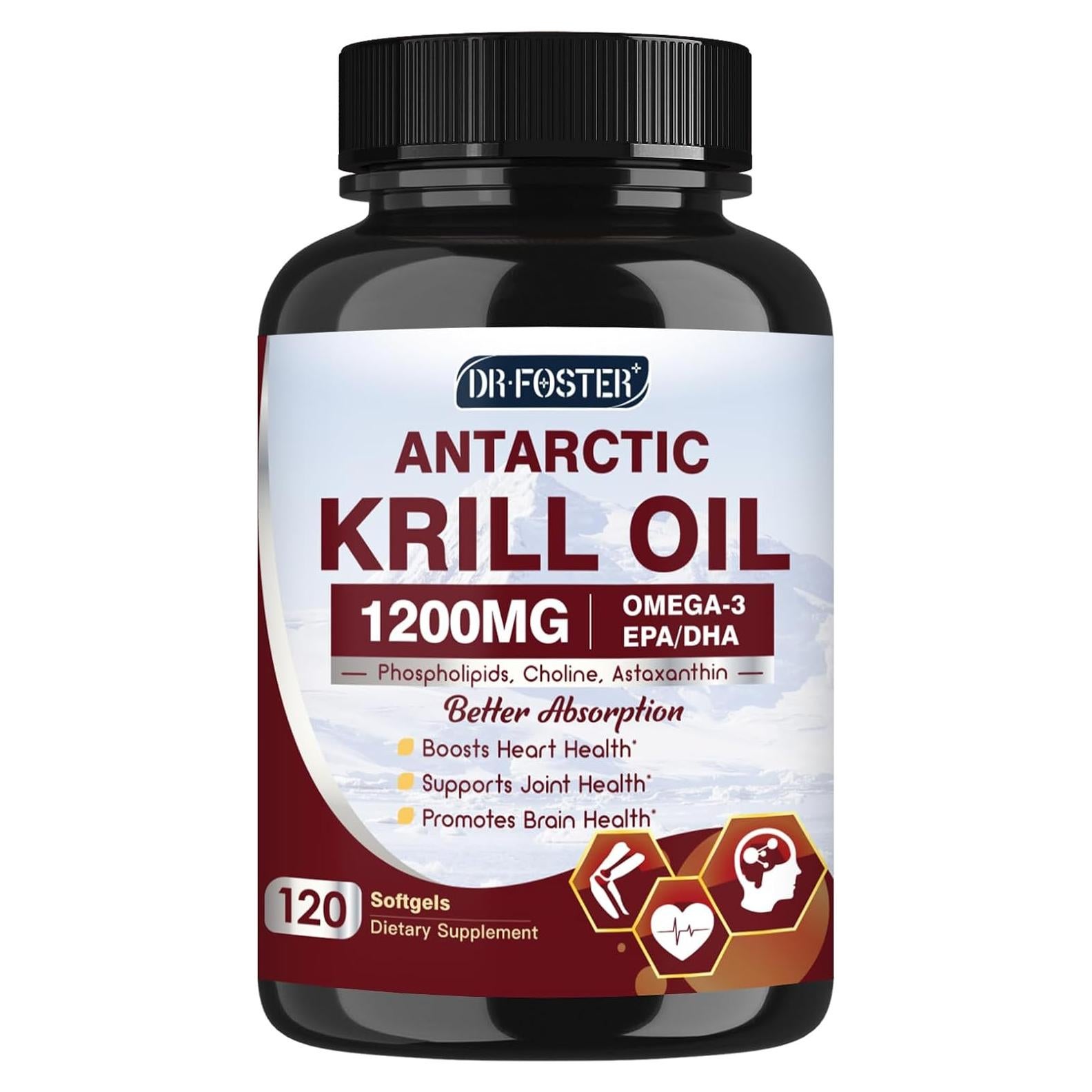 Aceite de Krill 1200mg DRFOSTER - Omega 3 EPA DHA 120 Cápsulas
