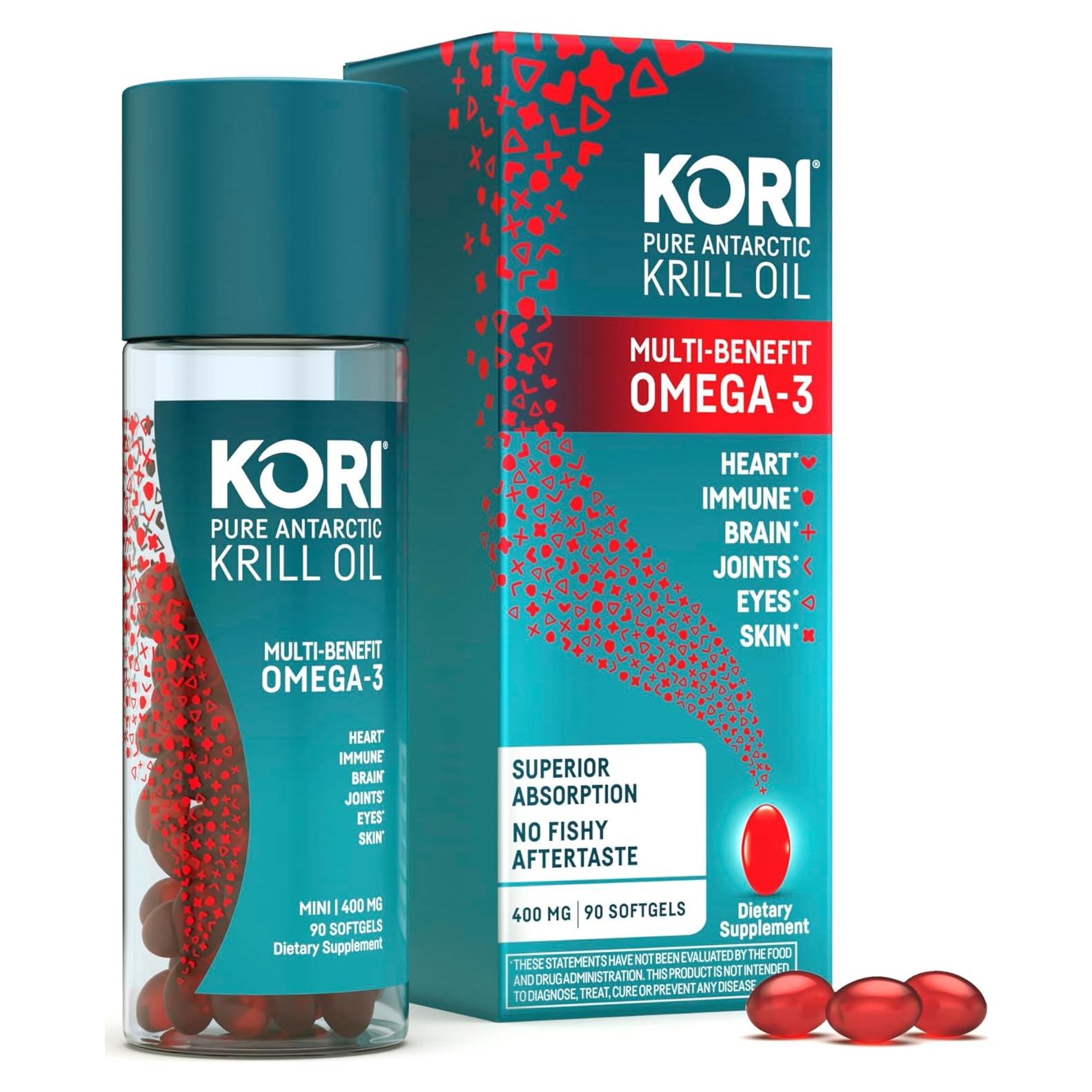 Suplemento de Aceite de Krill Kori Omega 3 400 mg 90 Cápsulas