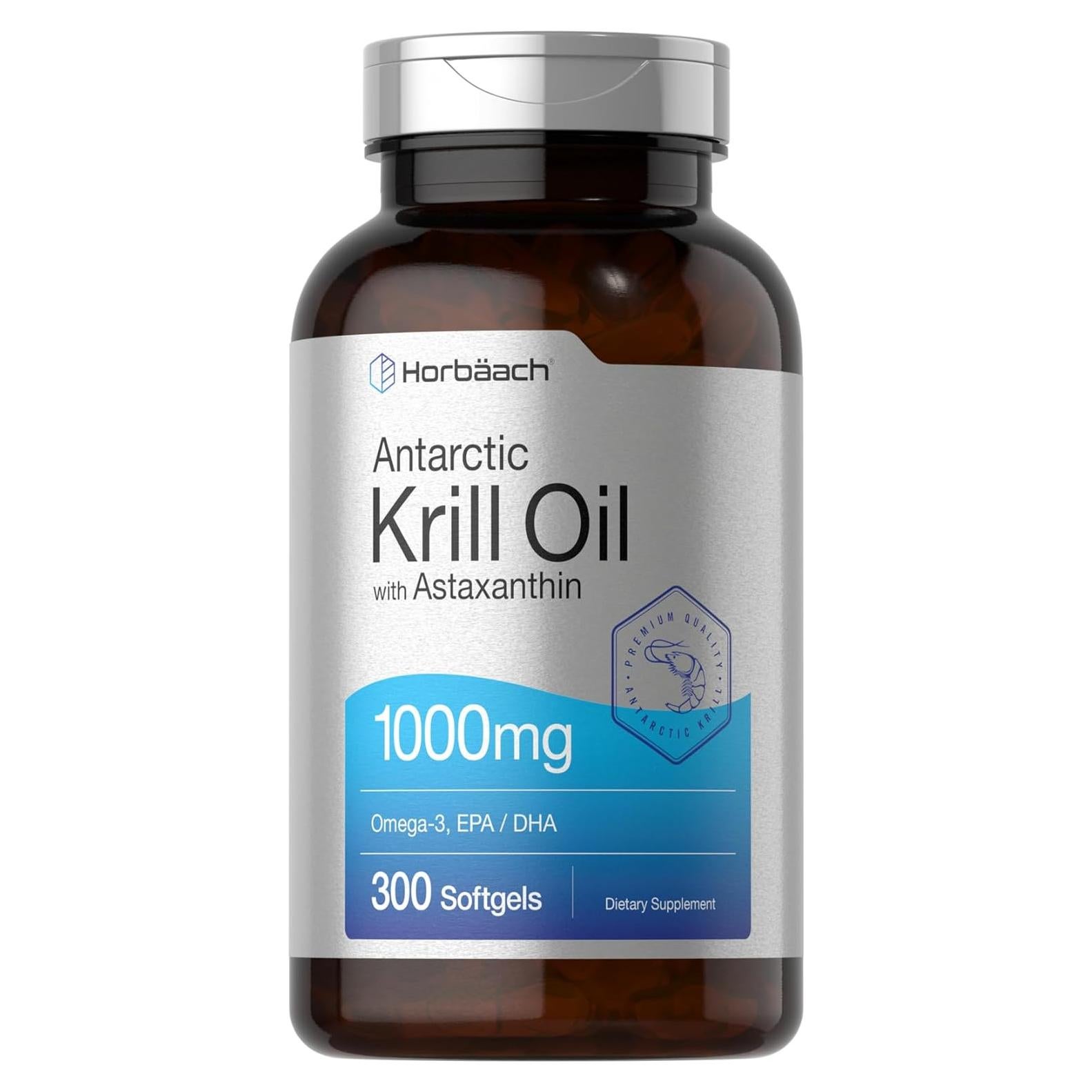 Aceite de Krill Antártico Horbaach 1000mg 300 Cápsulas Omega 3