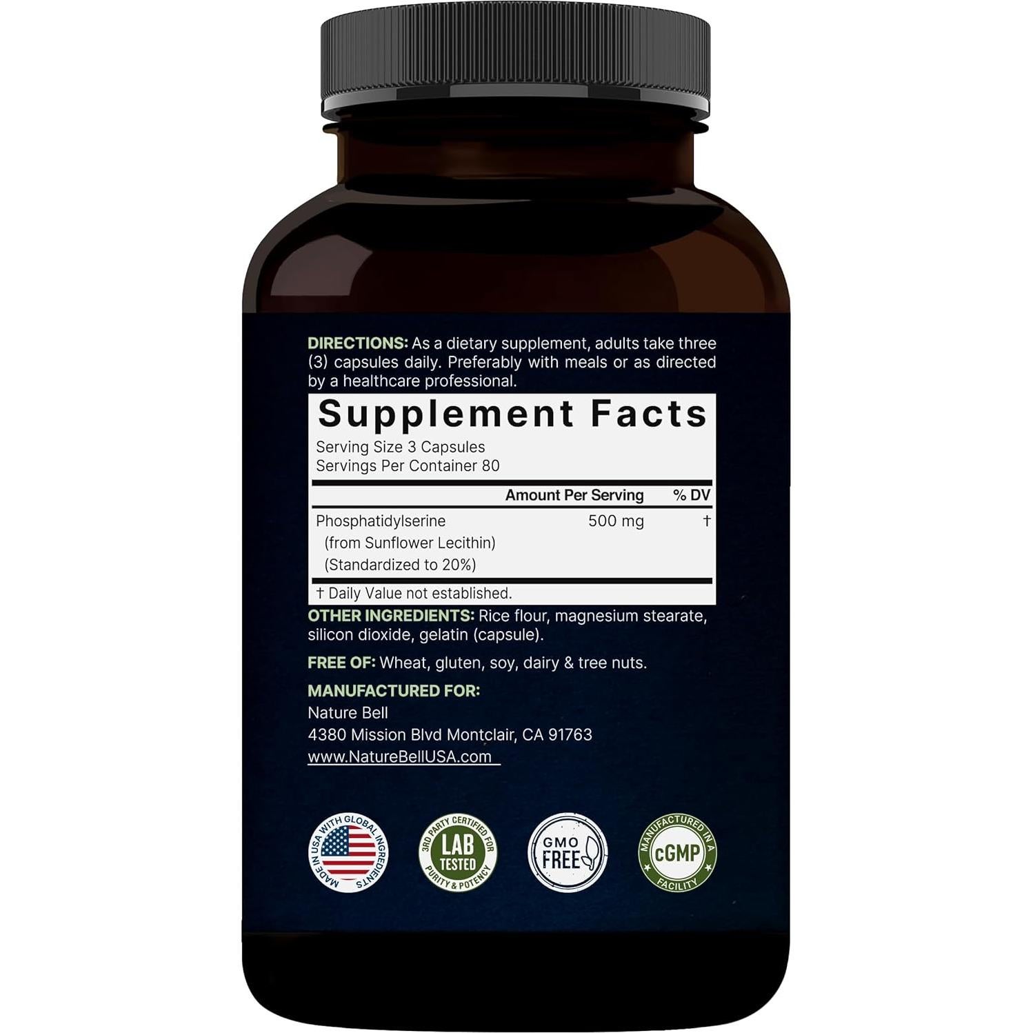 Suplemento de Fosfatidilserina NatureBell 500mg 240 Cápsulas