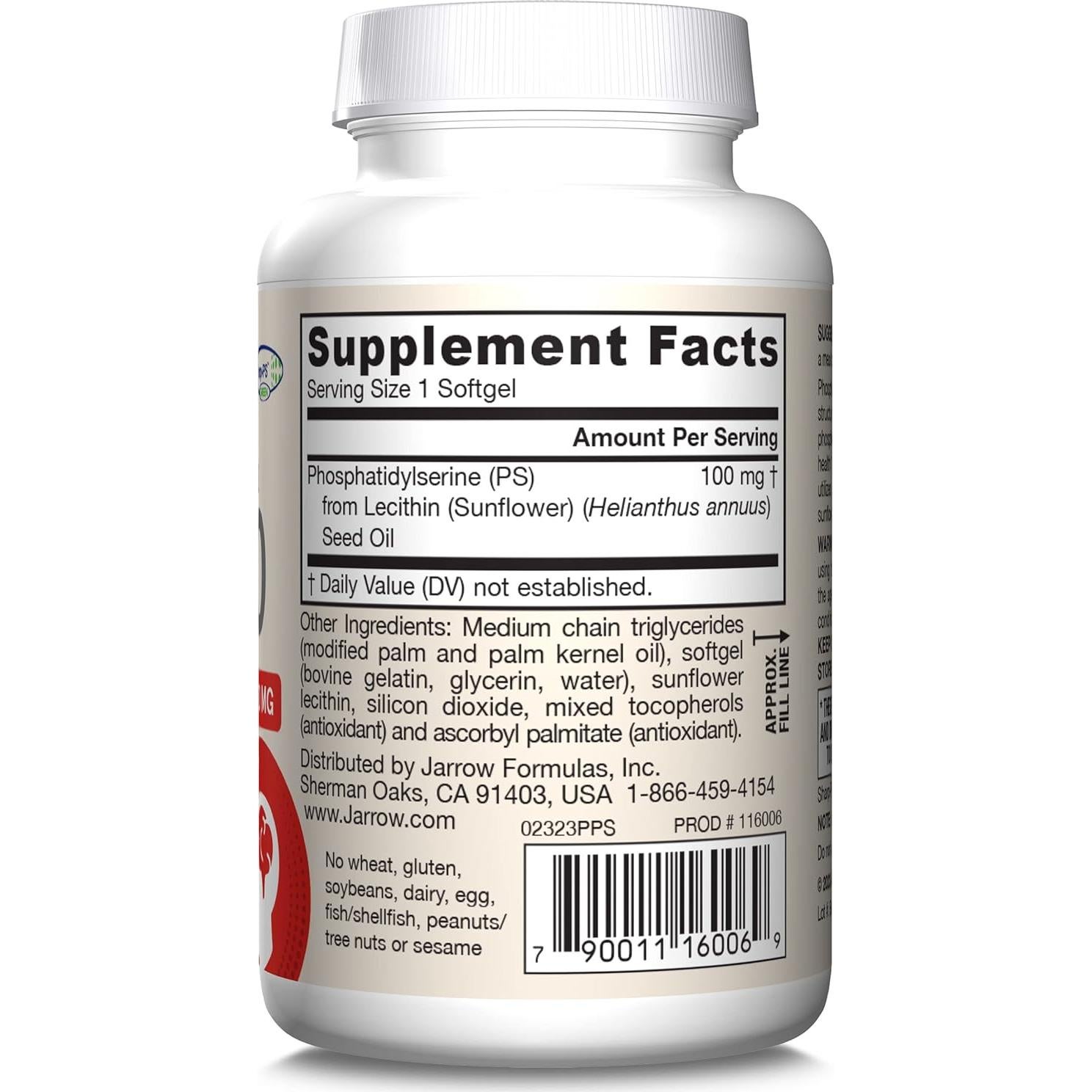 Suplemento Jarrow Formulas PS100 Fosfatidilserina 100mg 60 Gelatinas