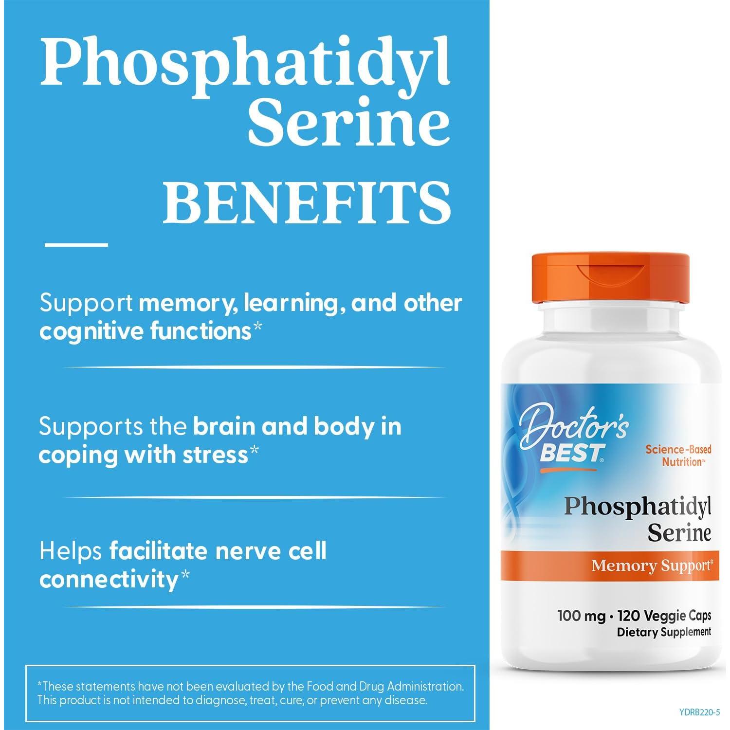 Fosfatidilserina 120 Cápsulas Doctor's Best - Suplemento Cognitivo