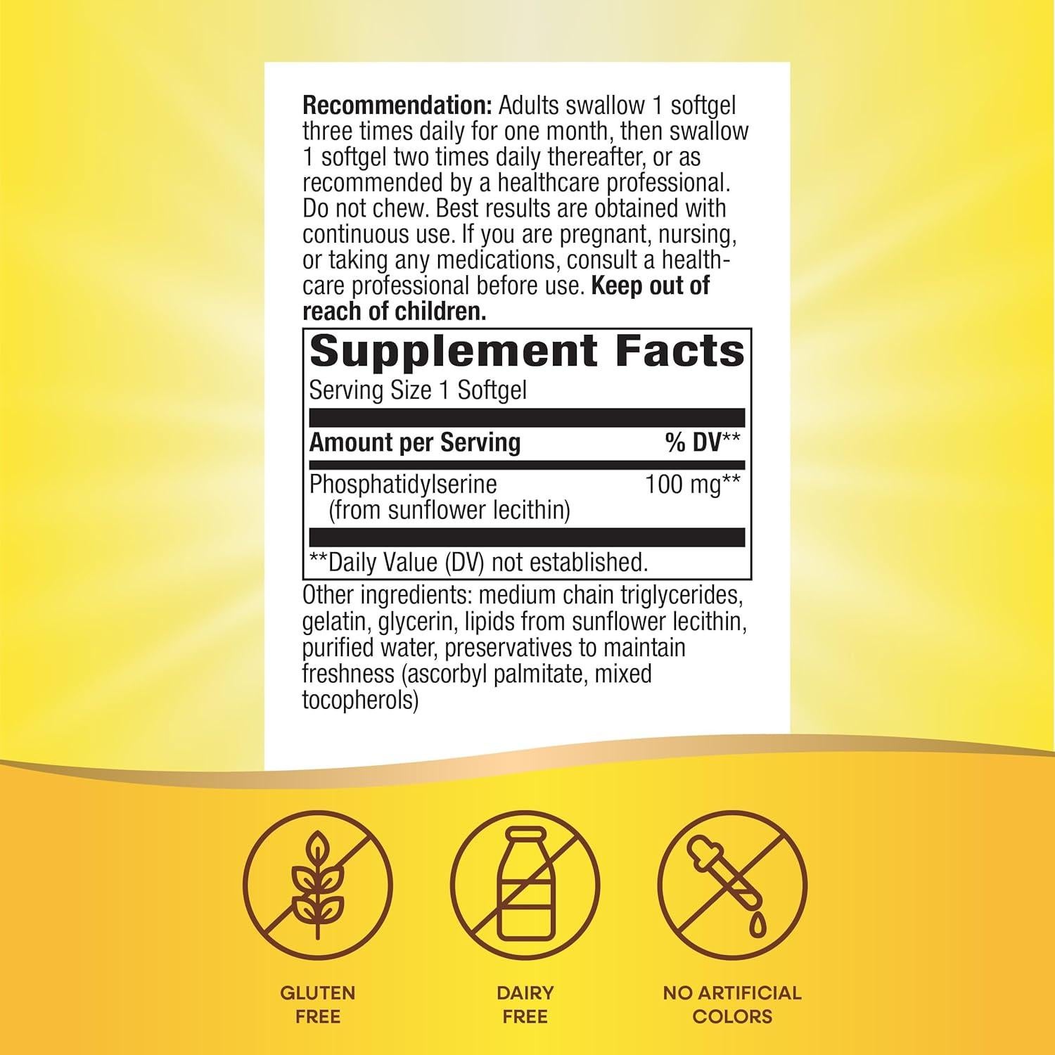 Fosfatidilserina Nature's Way 60 Gelatinas Blandas 100 mg