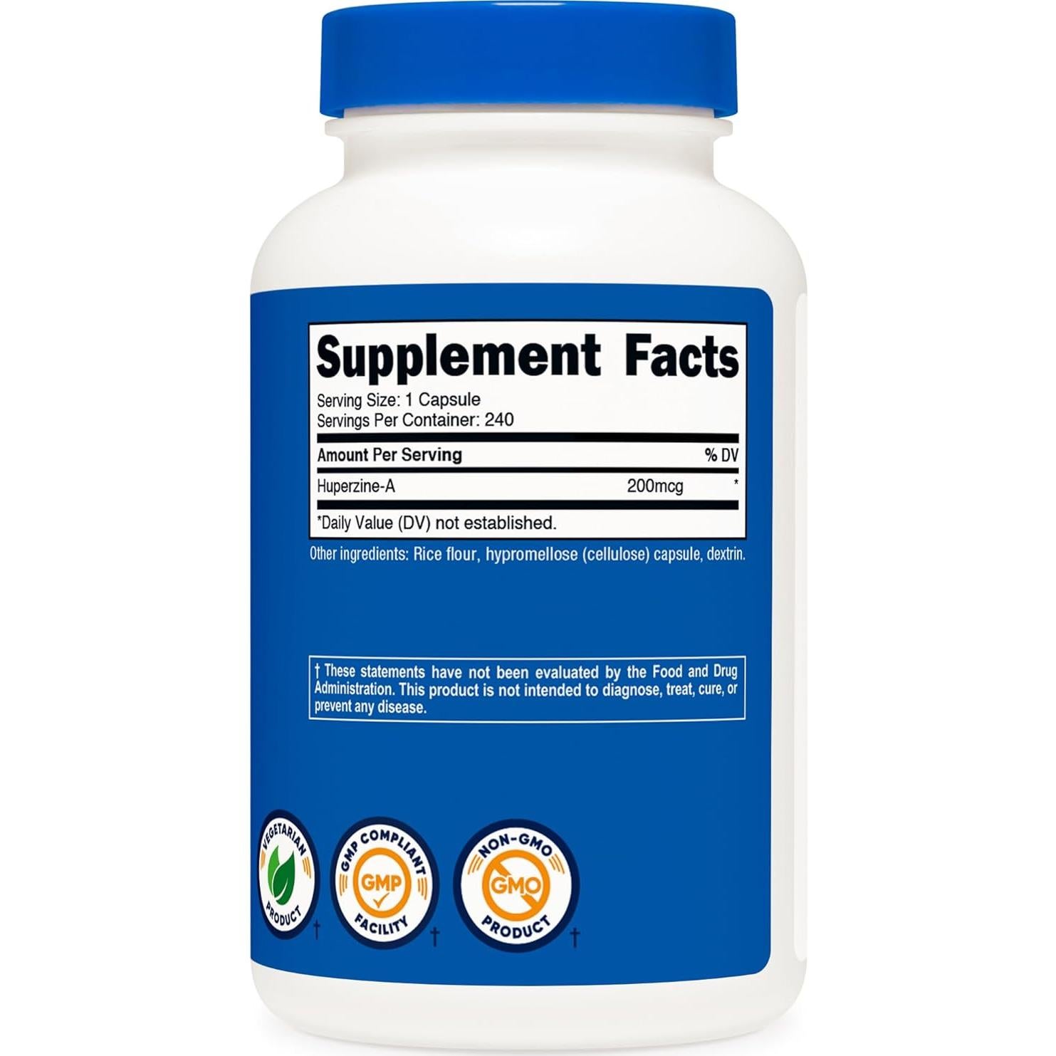 Cápsulas de Huperzina A Nutricost 200 mcg - 240 Unidades