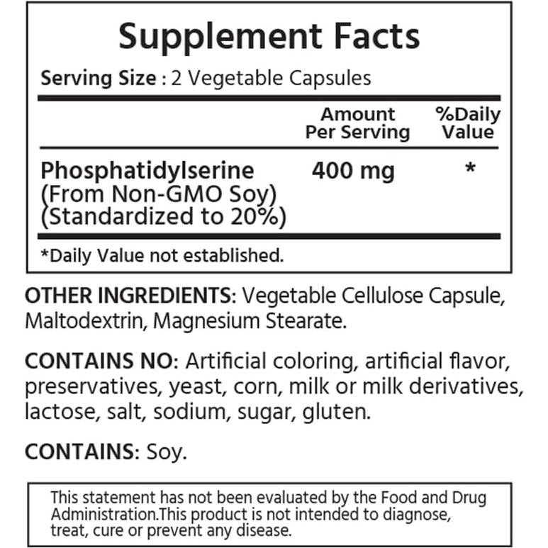 Fosfatidilserina 400 mg ML Naturals 120 Cápsulas Vegetales