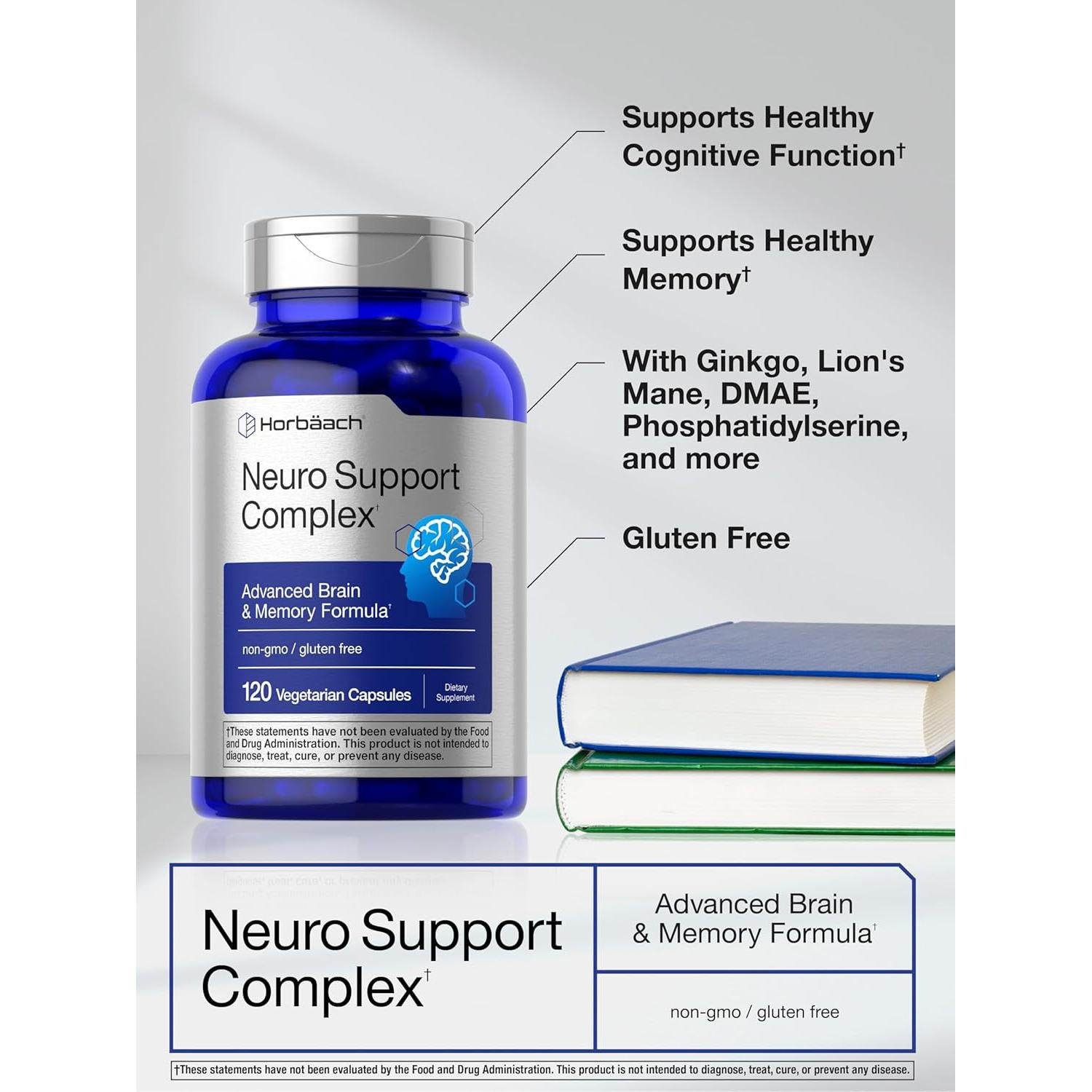 Suplemento Cerebral Horbaach NeuroGuard 120 Cápsulas Vegetariano