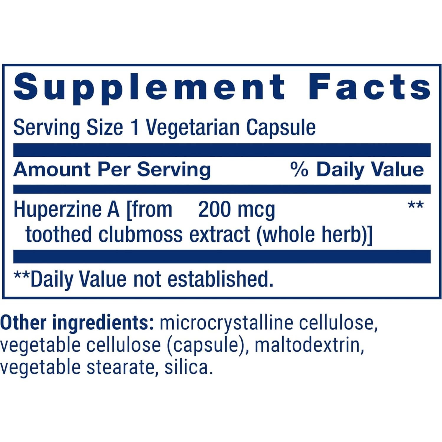 Huperzine A Life Extension 60 Cápsulas Vegetales Salud Cognitiva