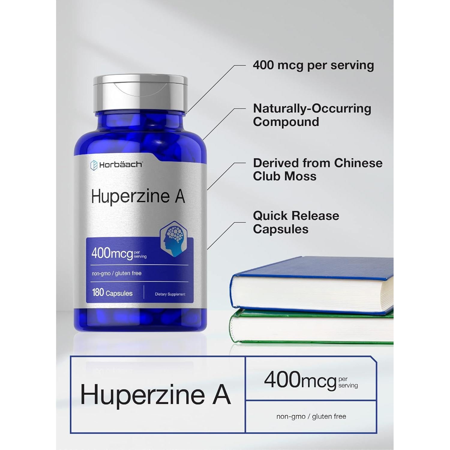 Huperzina A 400 mcg Horbaach | 180 Cápsulas Suplemento Natural