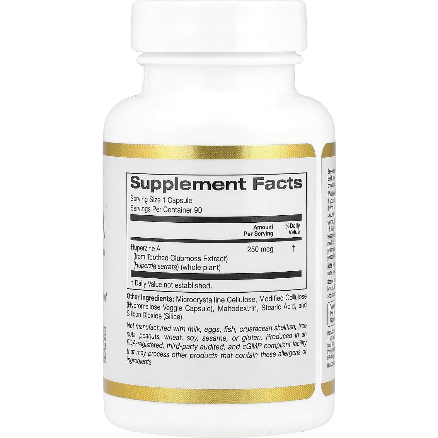 Huperzina A 250 mcg California Gold Nutrition - 90 Cápsulas Veganas