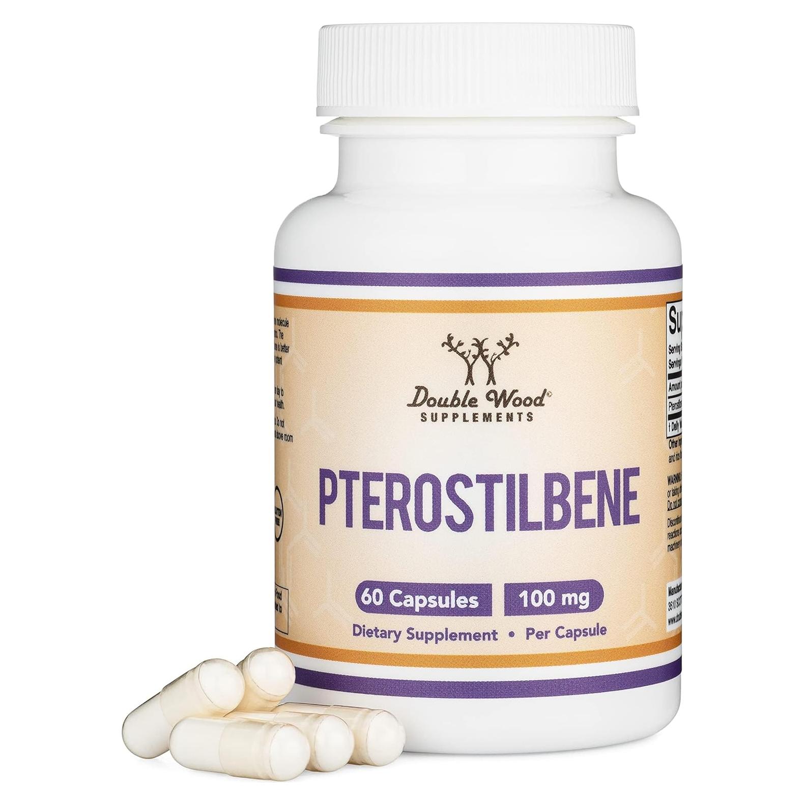 Suplemento de Pterostilbeno 100mg Double Wood 60 Cápsulas